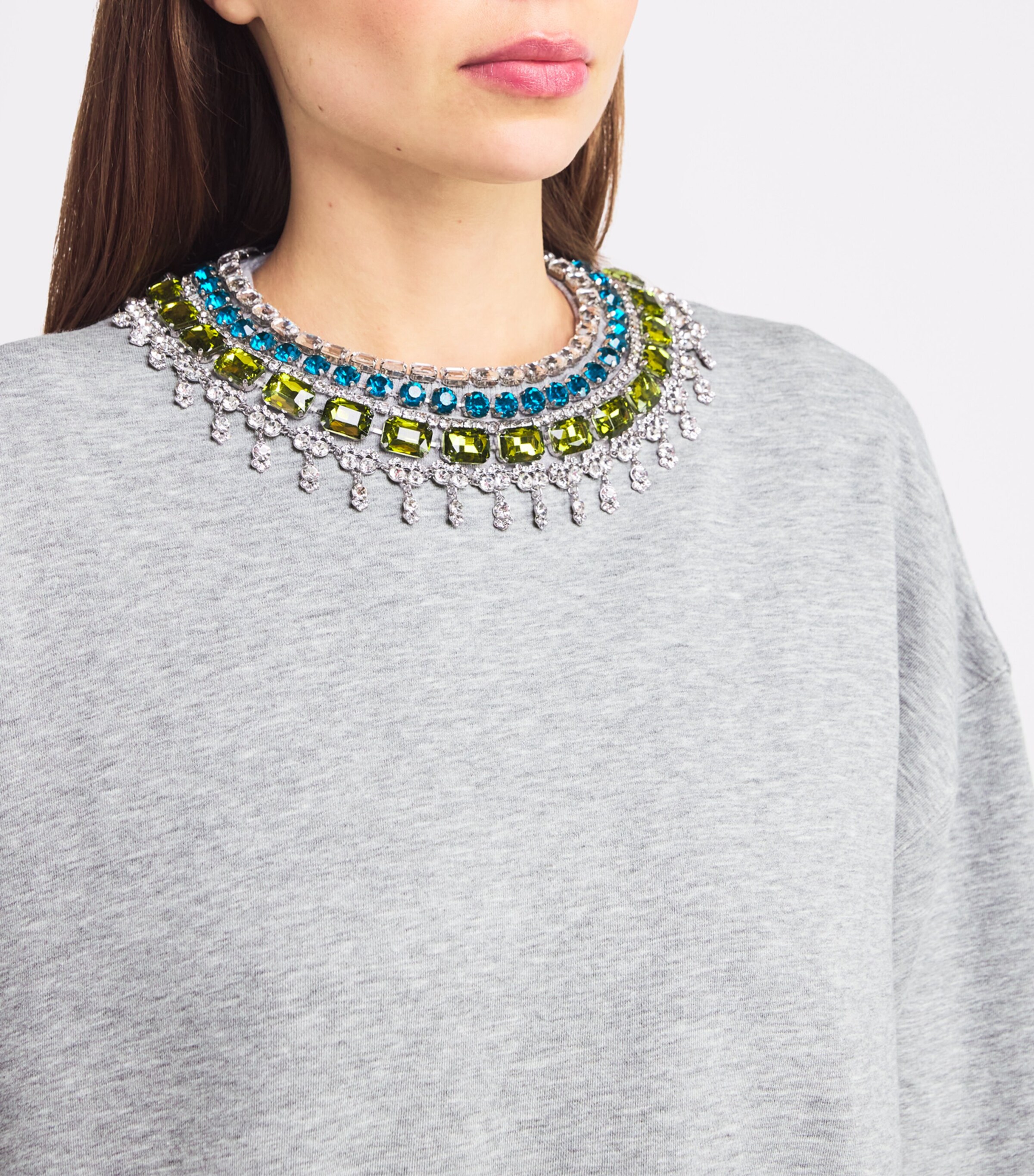 Cinq A Sept Womens Embellished Brandy Sweatshirt Heather Grey/multi Image 6