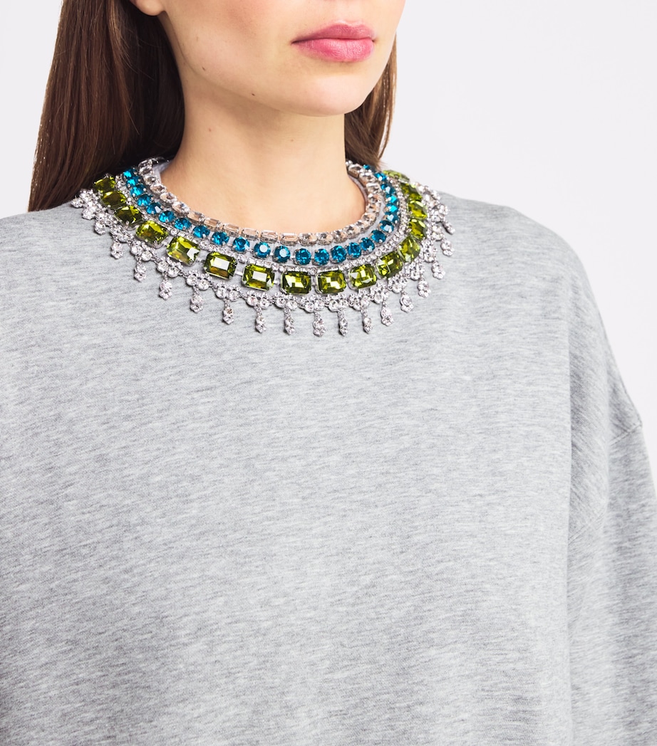 Cinq A Sept Womens Embellished Brandy Sweatshirt Heather Grey/multi Image 6