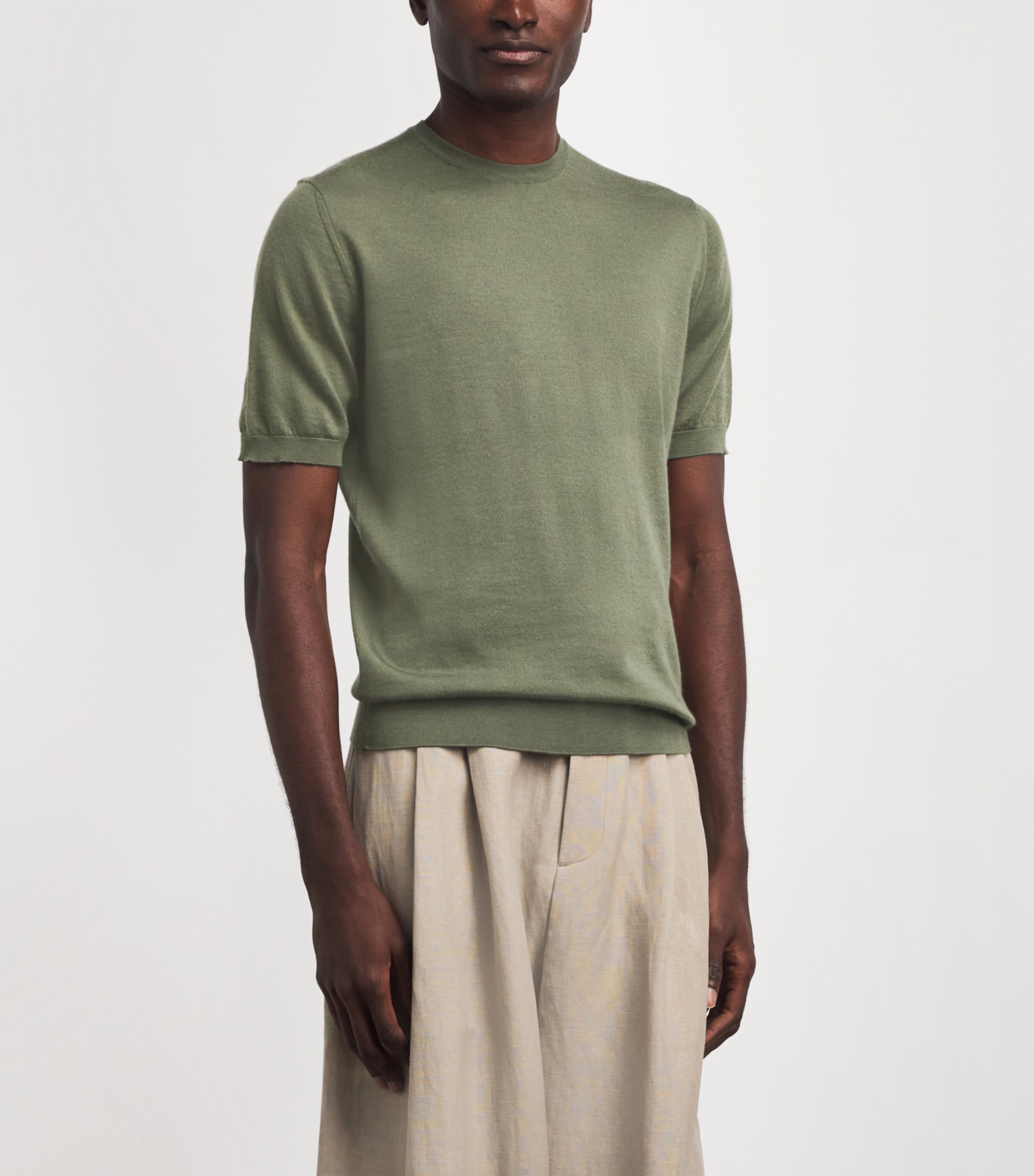Colombo Mens Cashmere T-Shirt Green Image 4