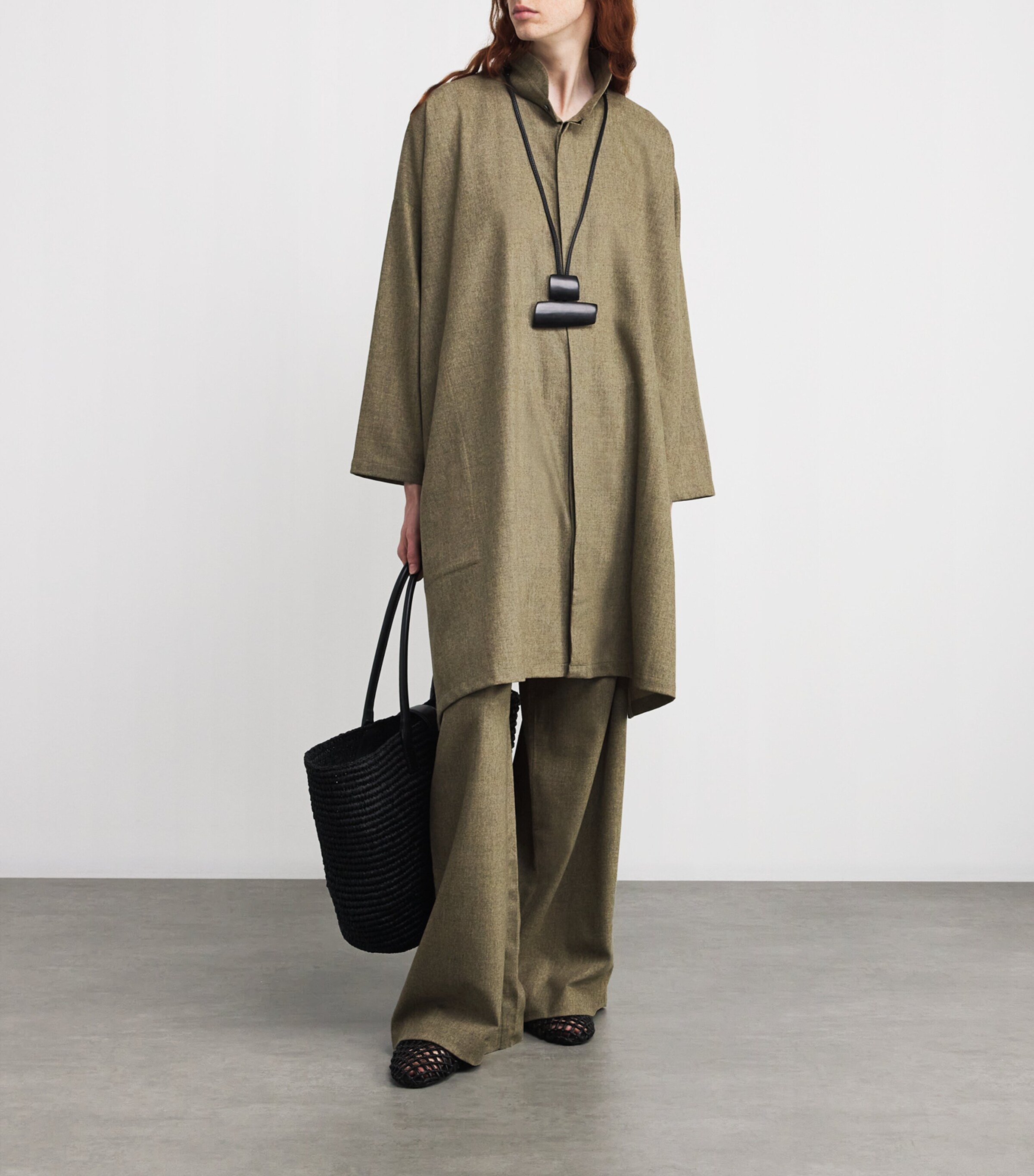 Cashmere-Wool Wide-Leg Trousers GRNSND Image 2