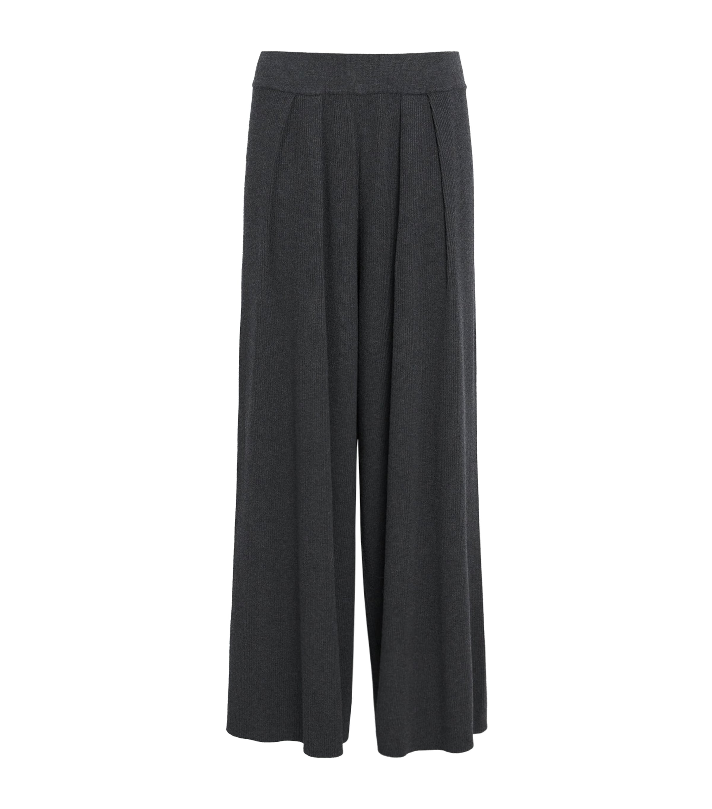 Stretch-Knit Milly Wide-Leg Trousers CHARCOAL GREY Image 1