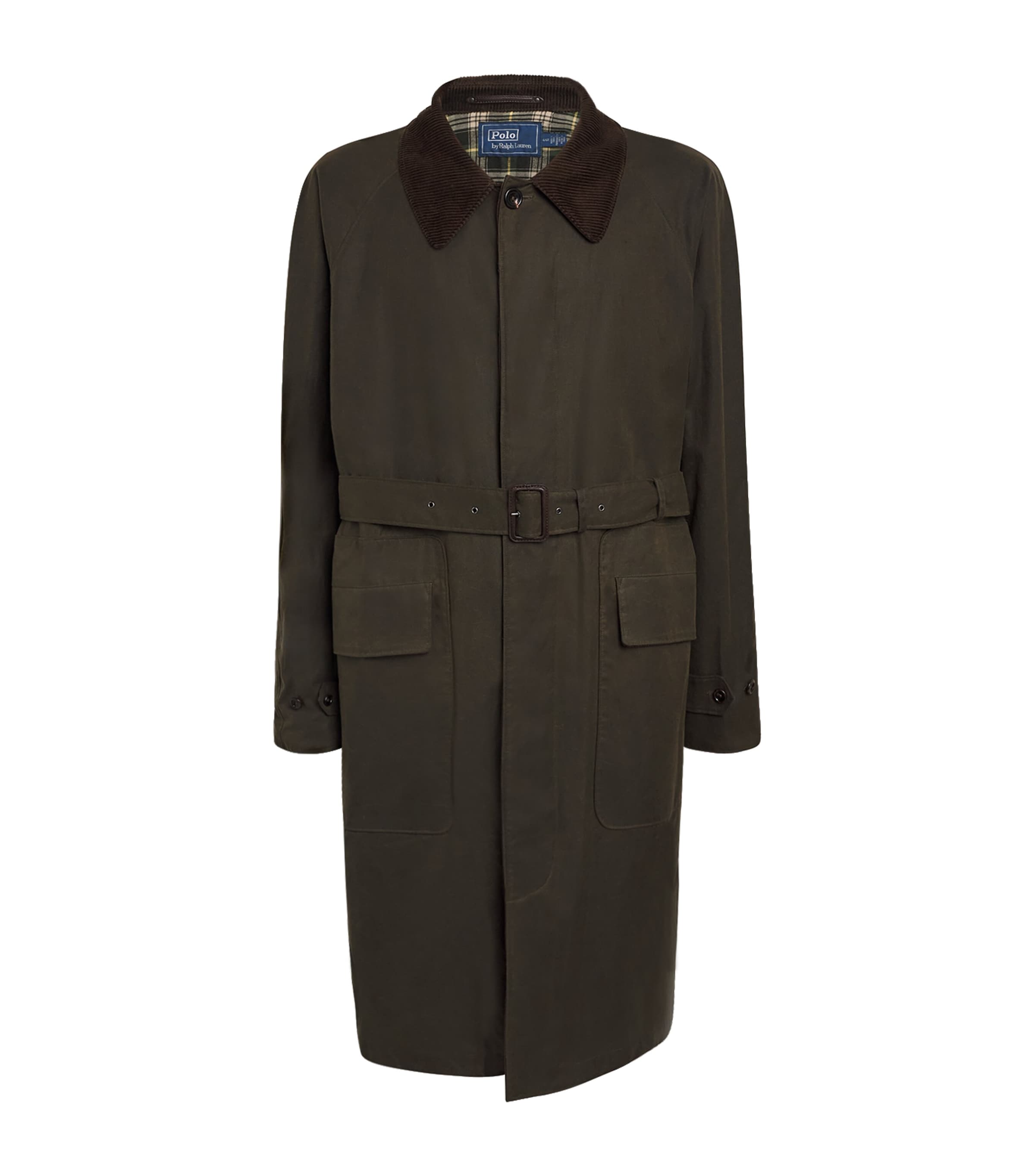 Oilcloth Belted Overcoat DARK GREEN Image 1
