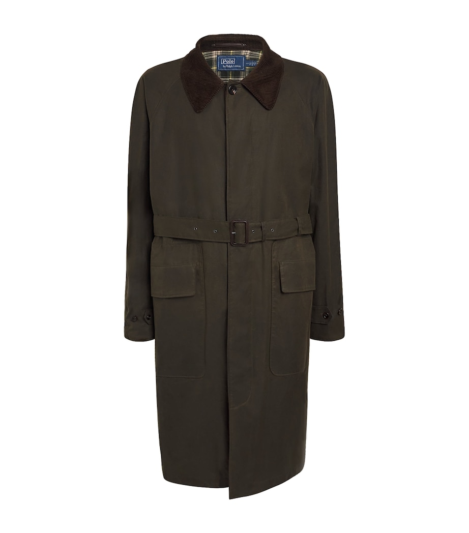 Oilcloth Belted Overcoat DARK GREEN Image 1