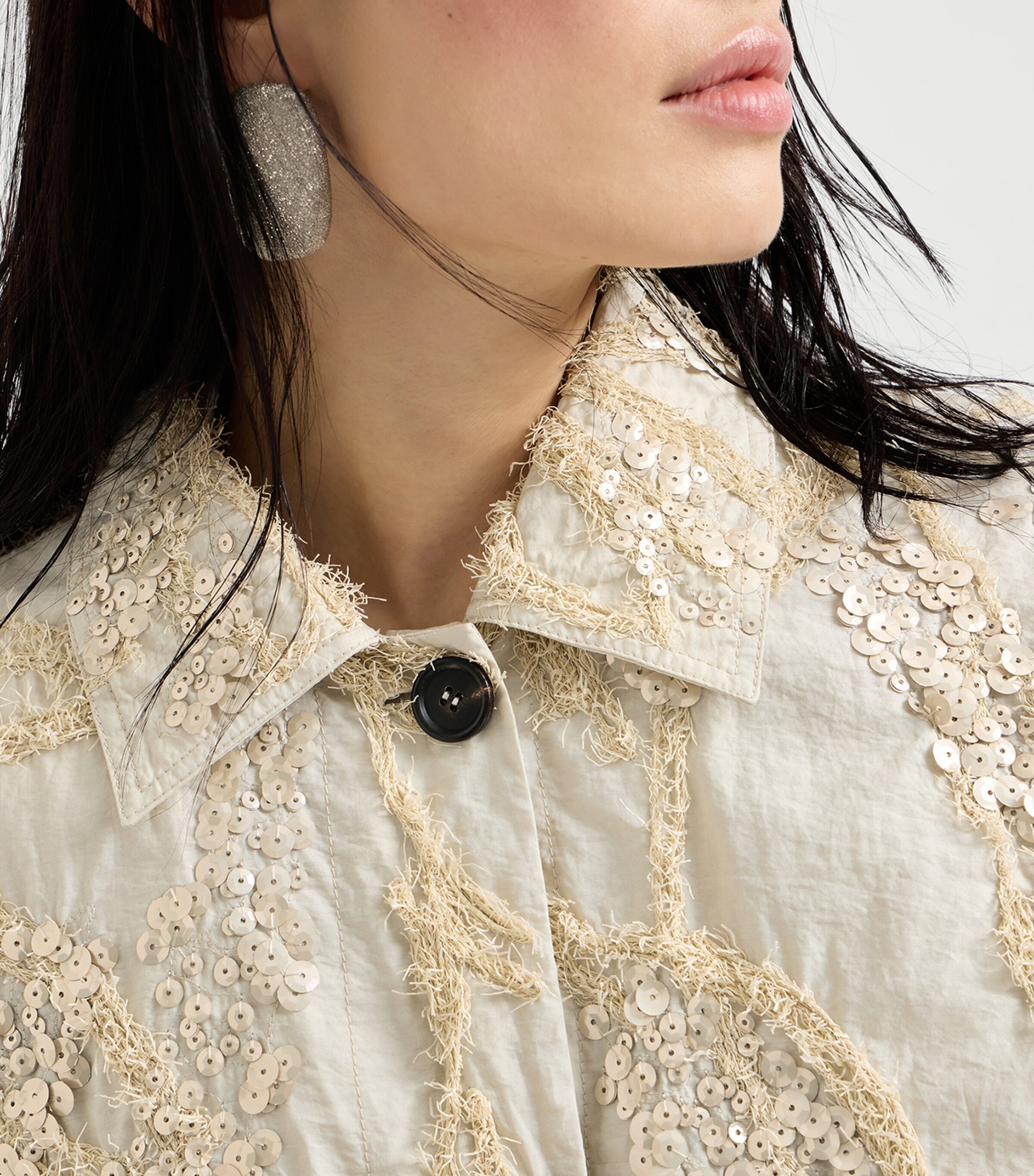 Brunello Cucinelli Womens Cotton-Blend Embroidered Poplin Jacket Image 6