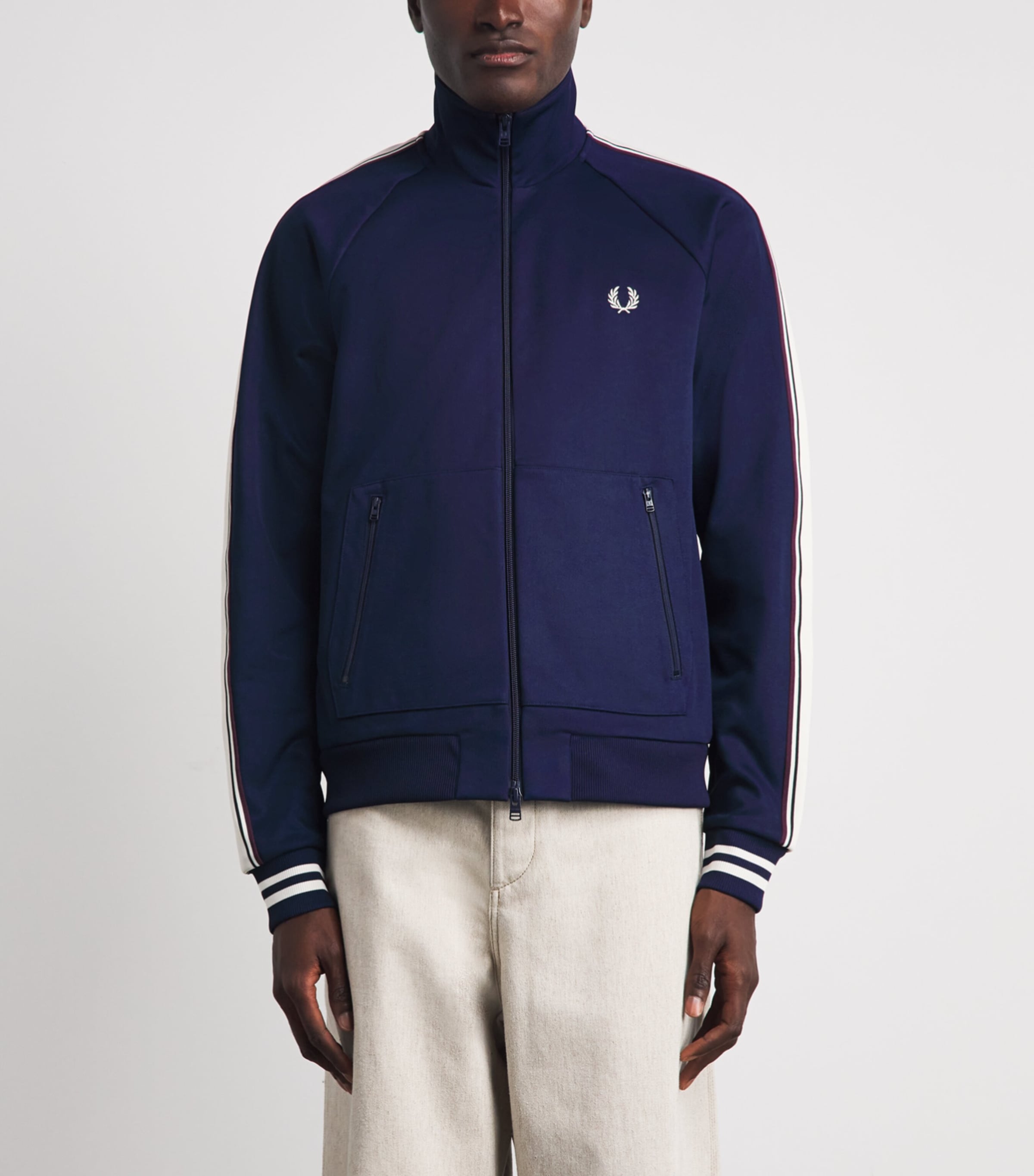 Fred Perry Navy Embroidered Taped Track Jacket | Harrods US