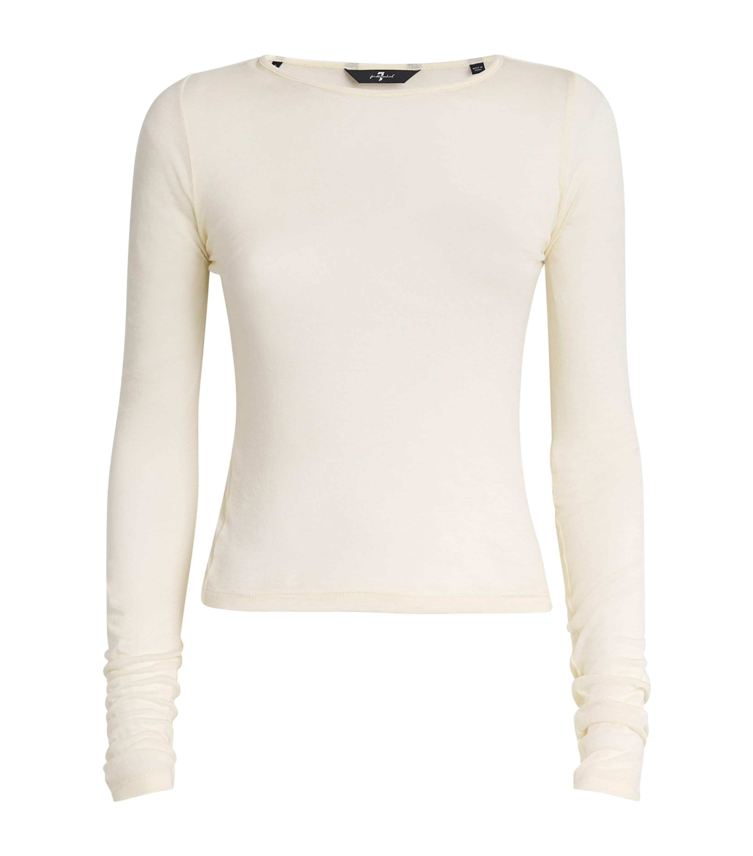 7 For All Mankind Cotton-lyocell Long-sleeve T-shirt In Ivory