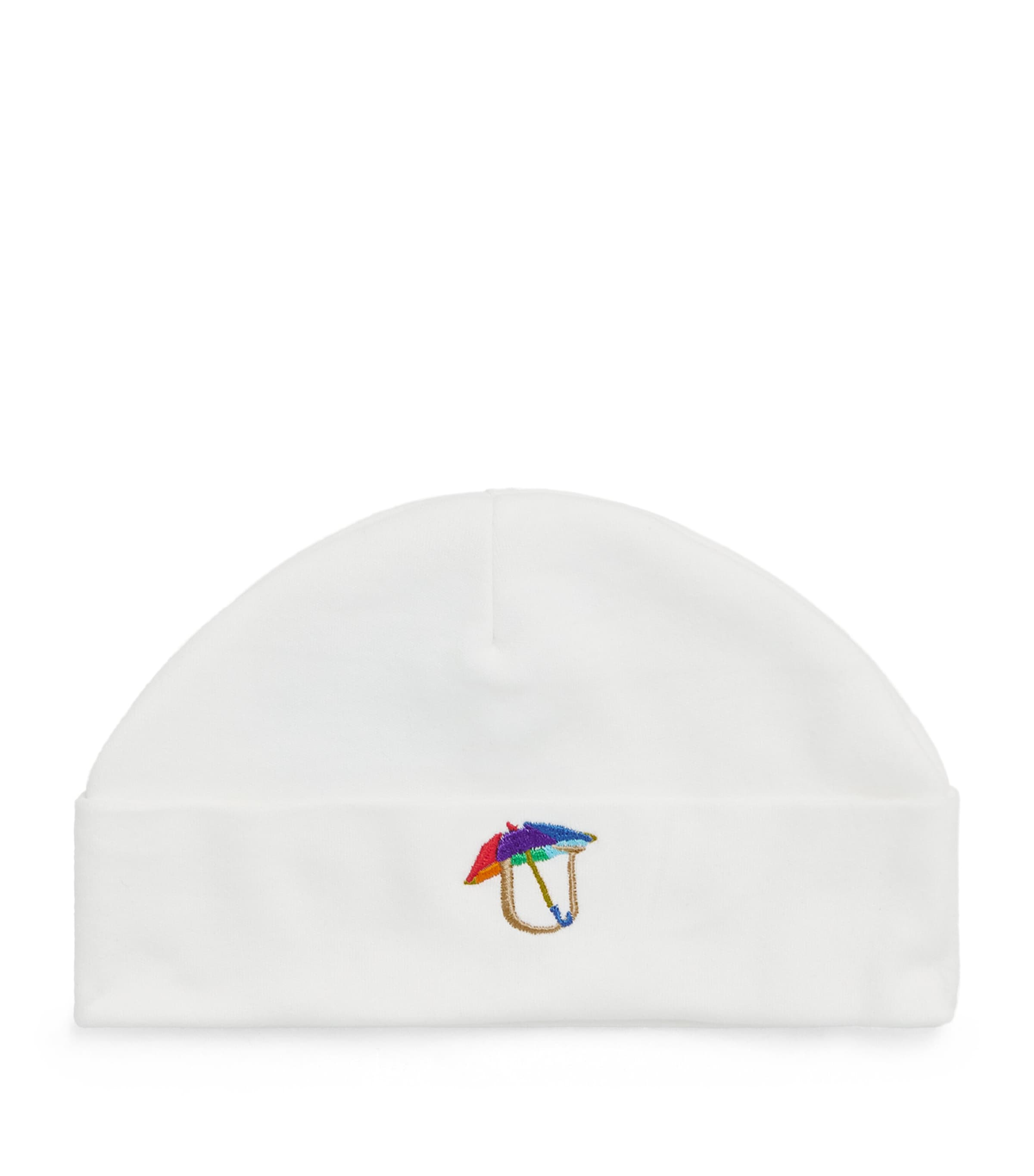 PAINT MY DREAMS Cotton Embroidered ‘U’ Beanie White Image 1
