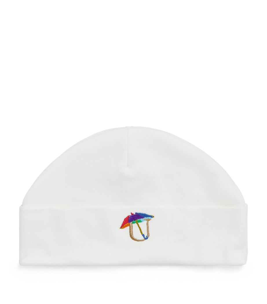 PAINT MY DREAMS Cotton Embroidered ‘U’ Beanie White Image 1