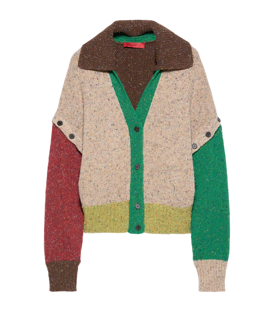 MAX&Co. Womens Wool Block-Colour Cardigan Green Image 1
