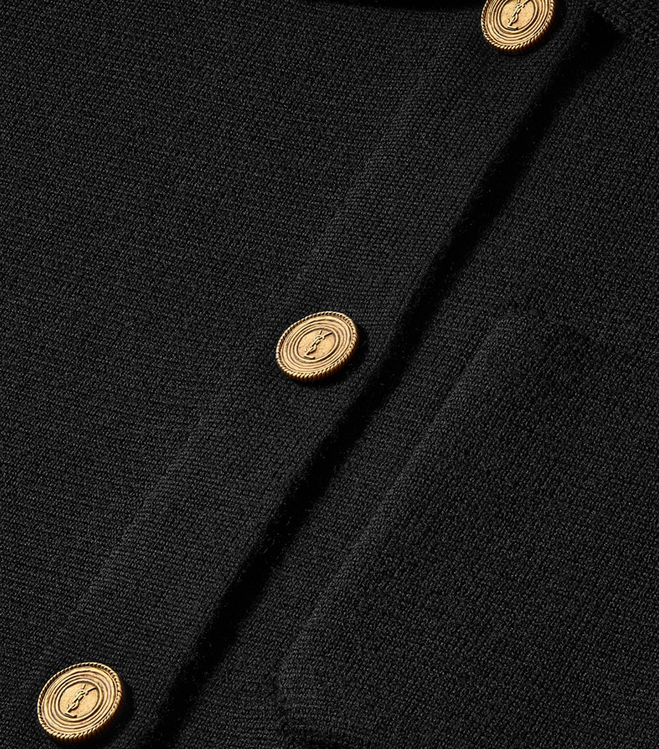 Saint Laurent Womens Virgin Wool Collar Cardigan Image 3