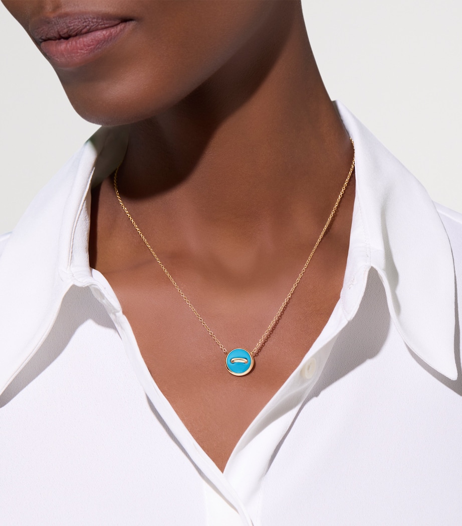 Rose Gold, Diamond and Turquoise Pom Pom Dot Necklace DB0TU Image 6