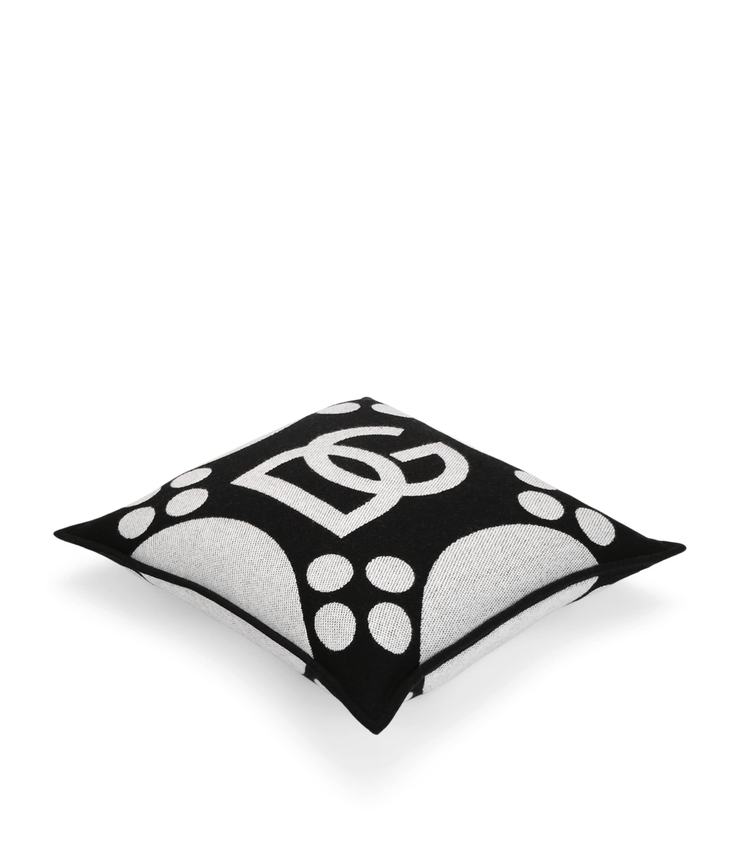 Wool-Silk-Cashmere Logo Cushion (50cm x 50cm) U0010-NERO/BIANCO Image 2