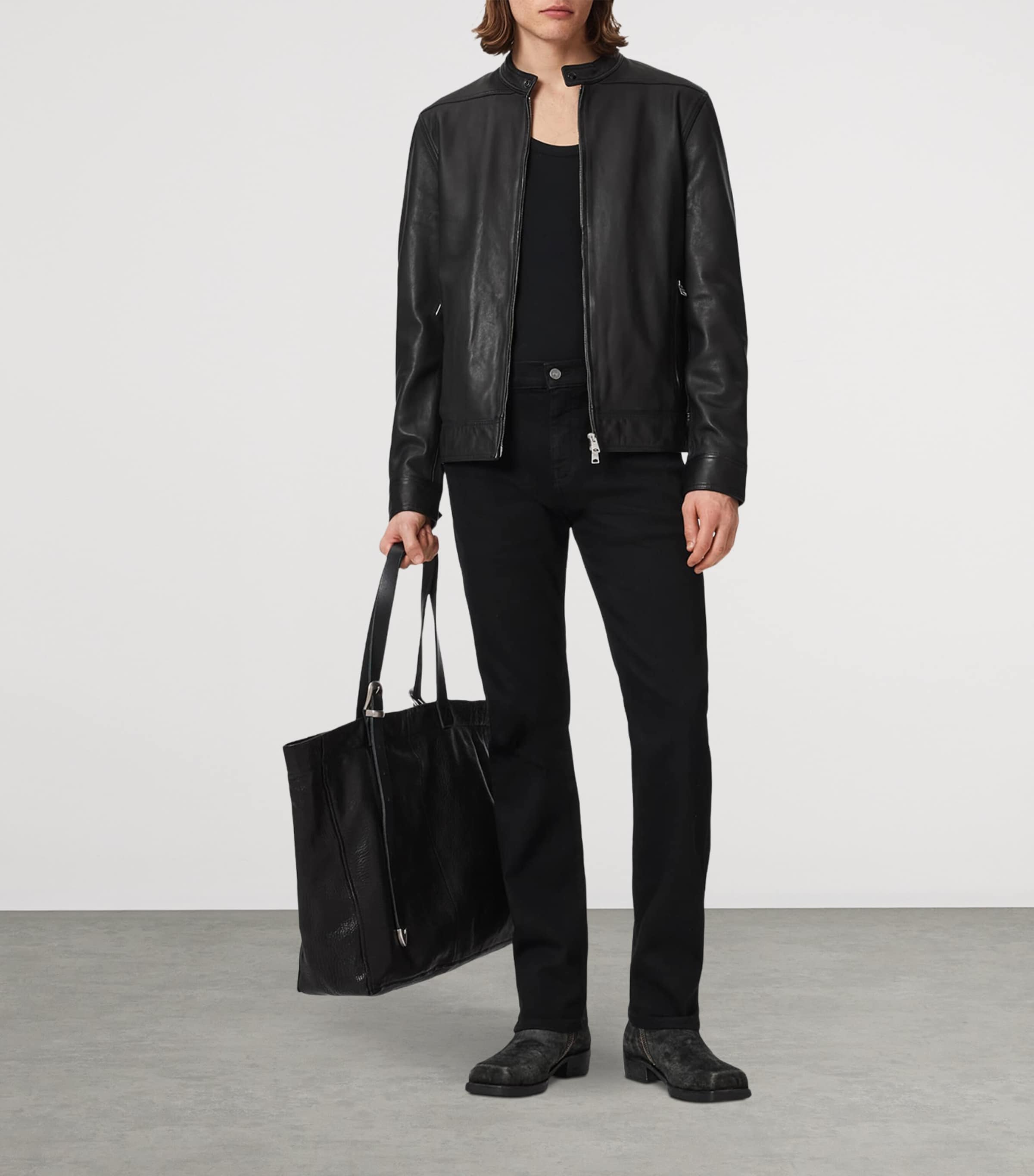 AllSaints Mens Sid Ultra Skinny Jeans Jet Black Image 2