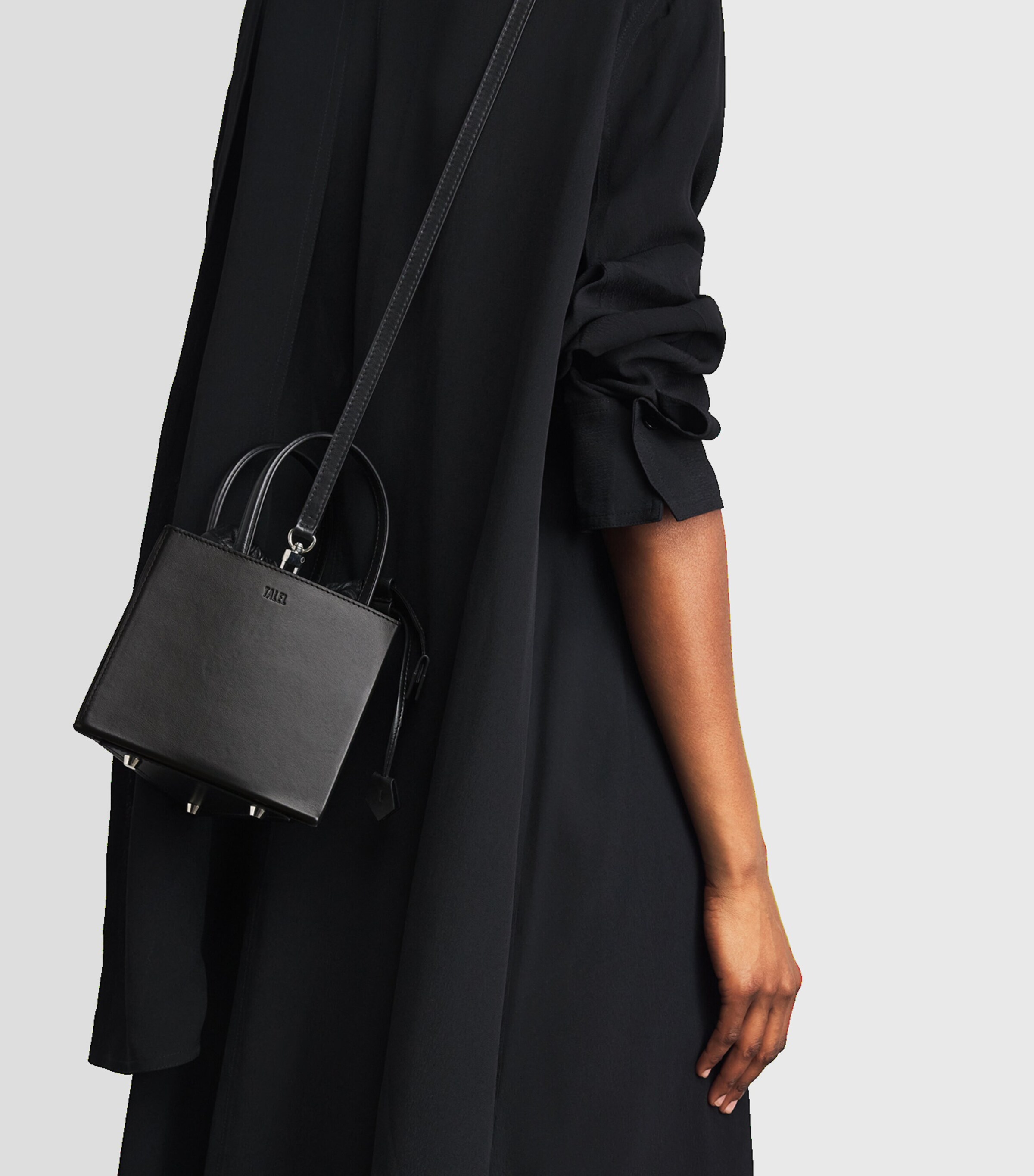 Talel Paris Leather Triangle Top-Handle Bag Black Image 4