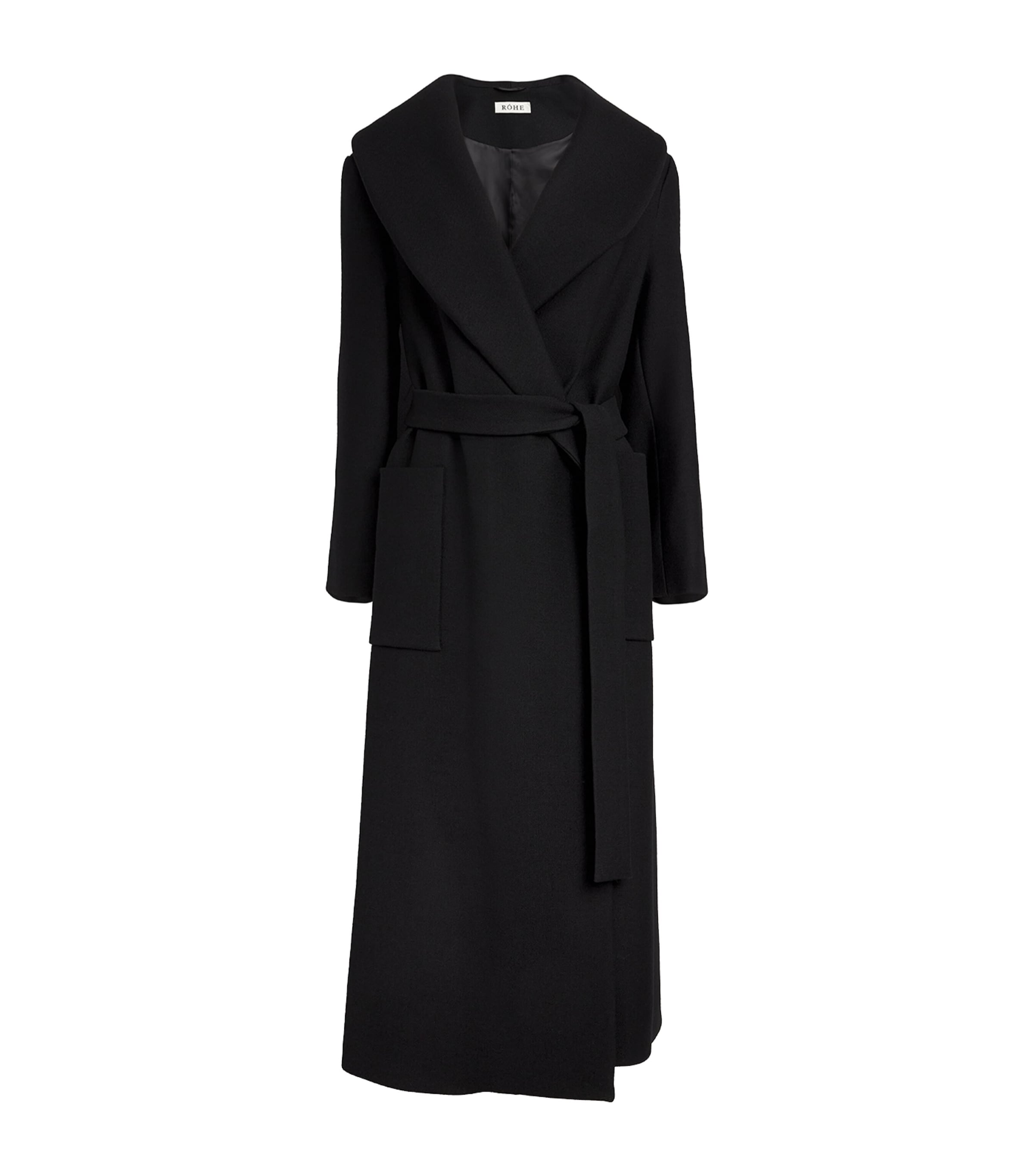 Rohe Wool-blend Shawl-collar Wrap Coat In Black