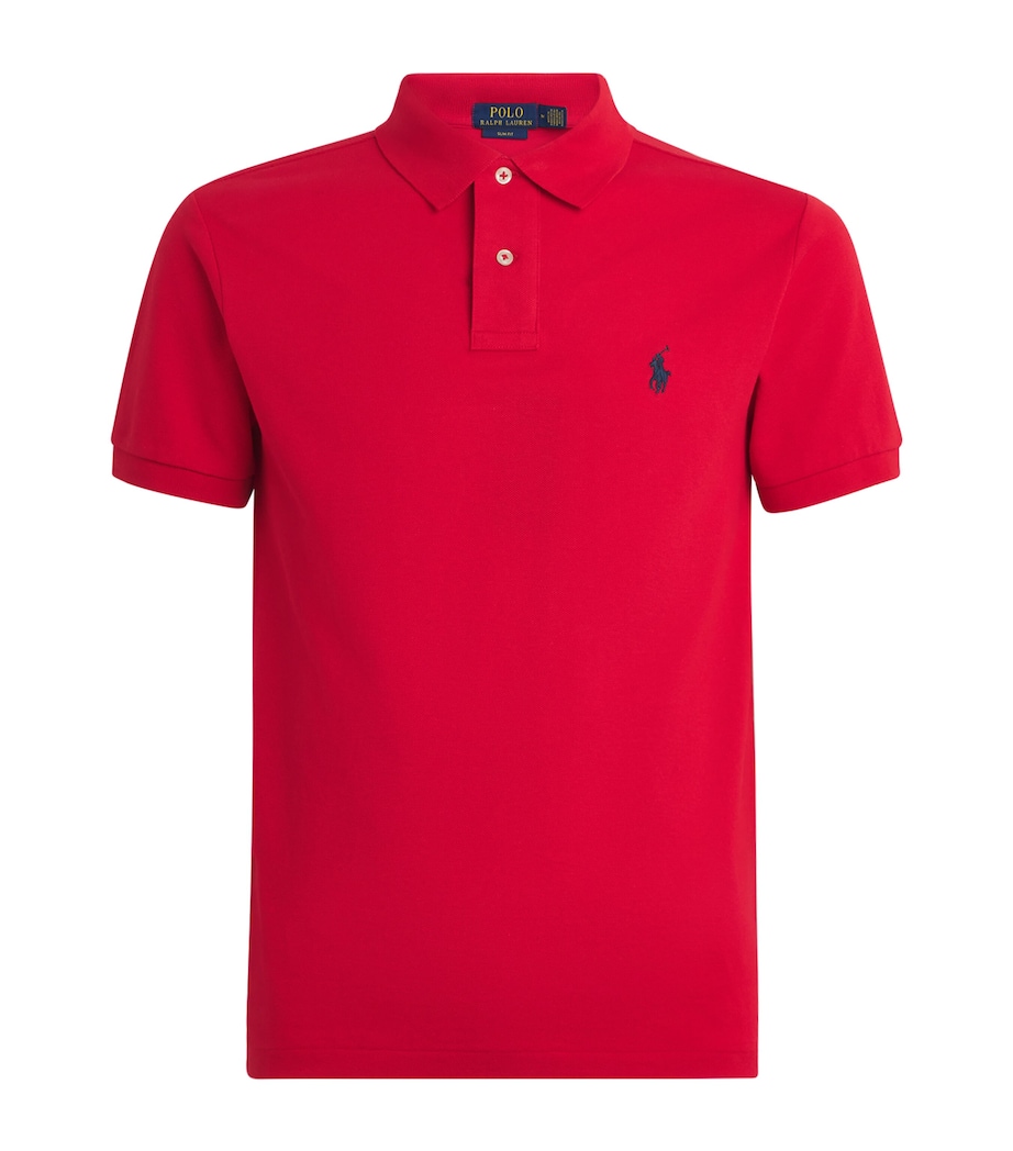 Polo Ralph Lauren Mens Cotton Mesh Slim-Fit Polo Shirt Red Image 1