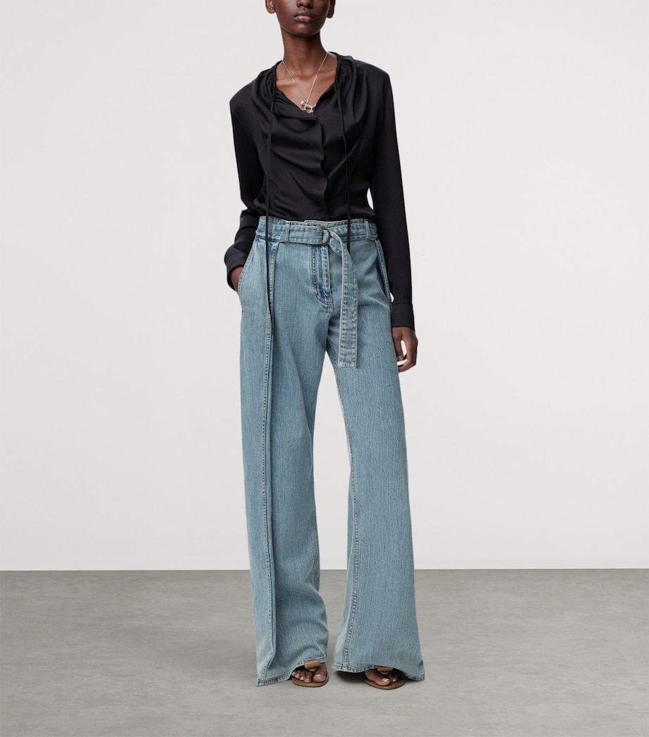 Silk-Blend Satin Blouse BLACK Image 2