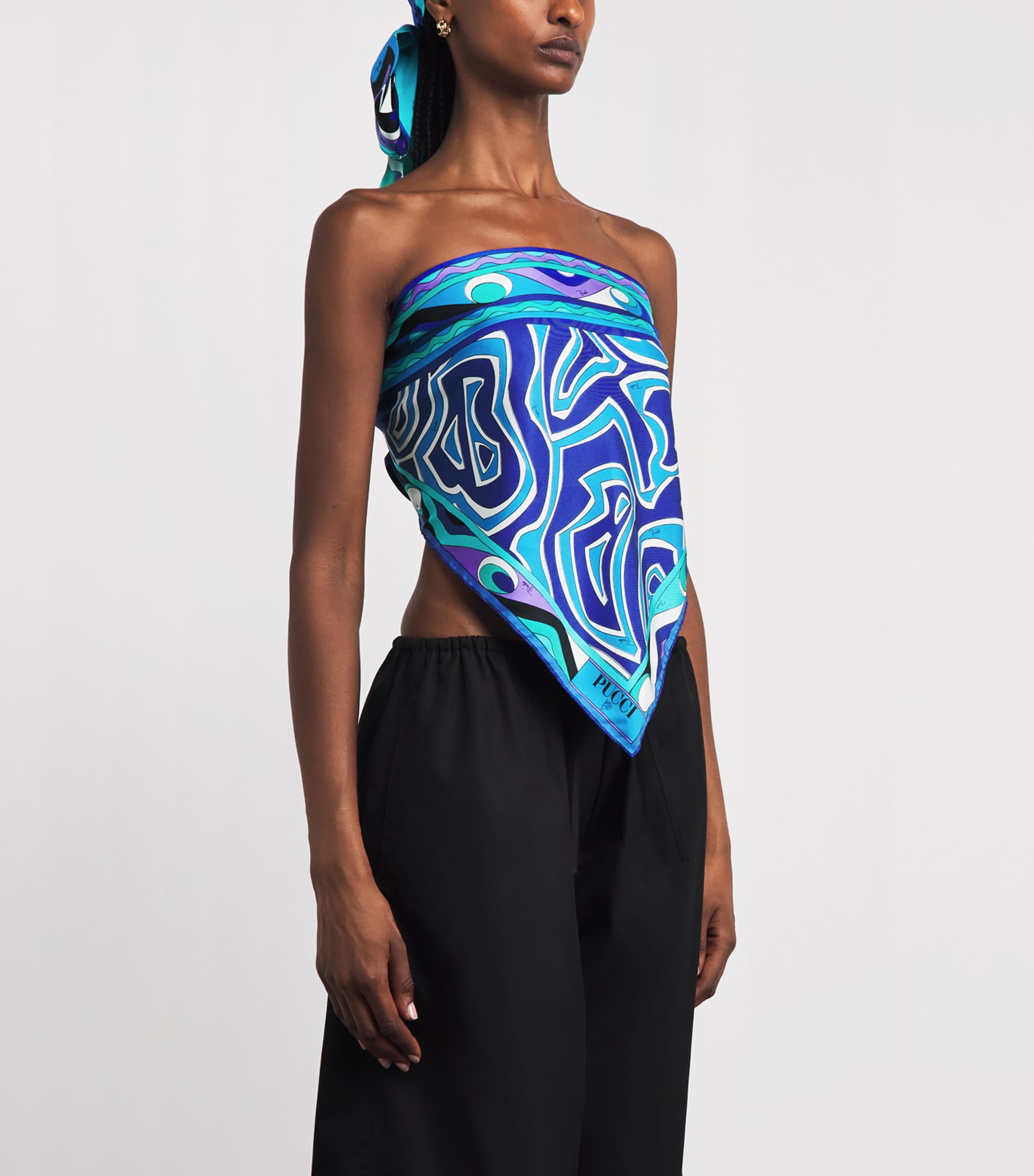 PUCCI Womens Silk Labirinto Triangle Scarf Top Image 4