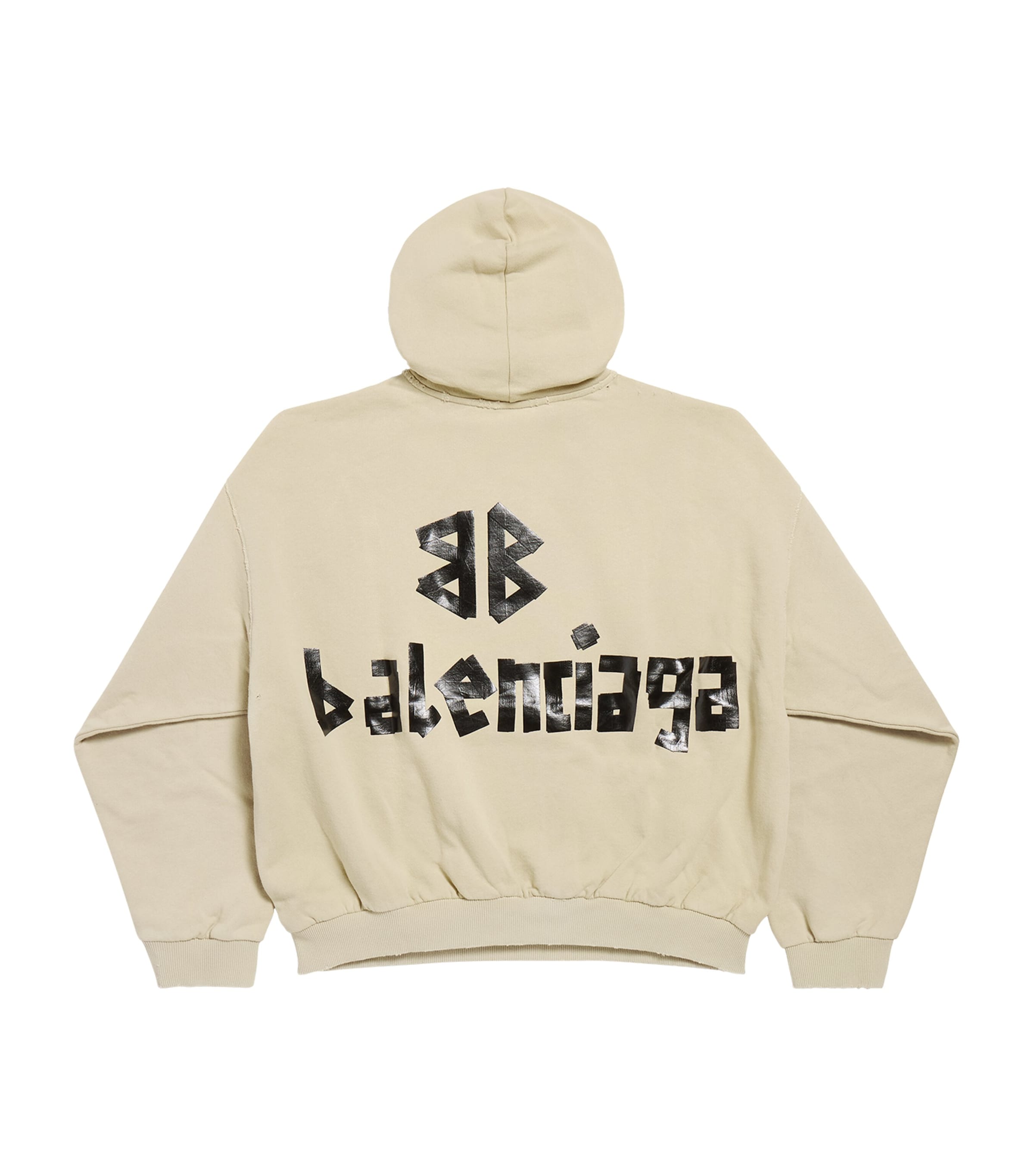 Cotton Distressed Tape Logo Hoodie 9501 Image 3