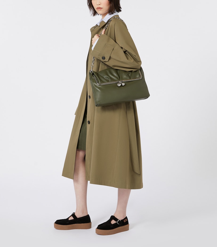 Weekend Max Mara Large Leather Pasticcino Shoulder Bag Dark Green Image 2