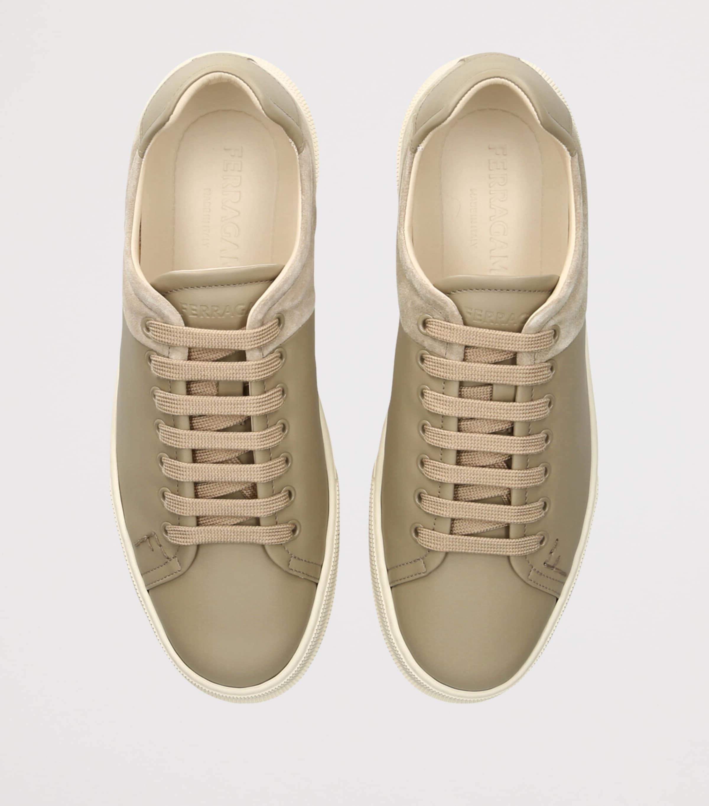 Salvatore Ferragamo Beige Leather Clayton Sneakers | Harrods US