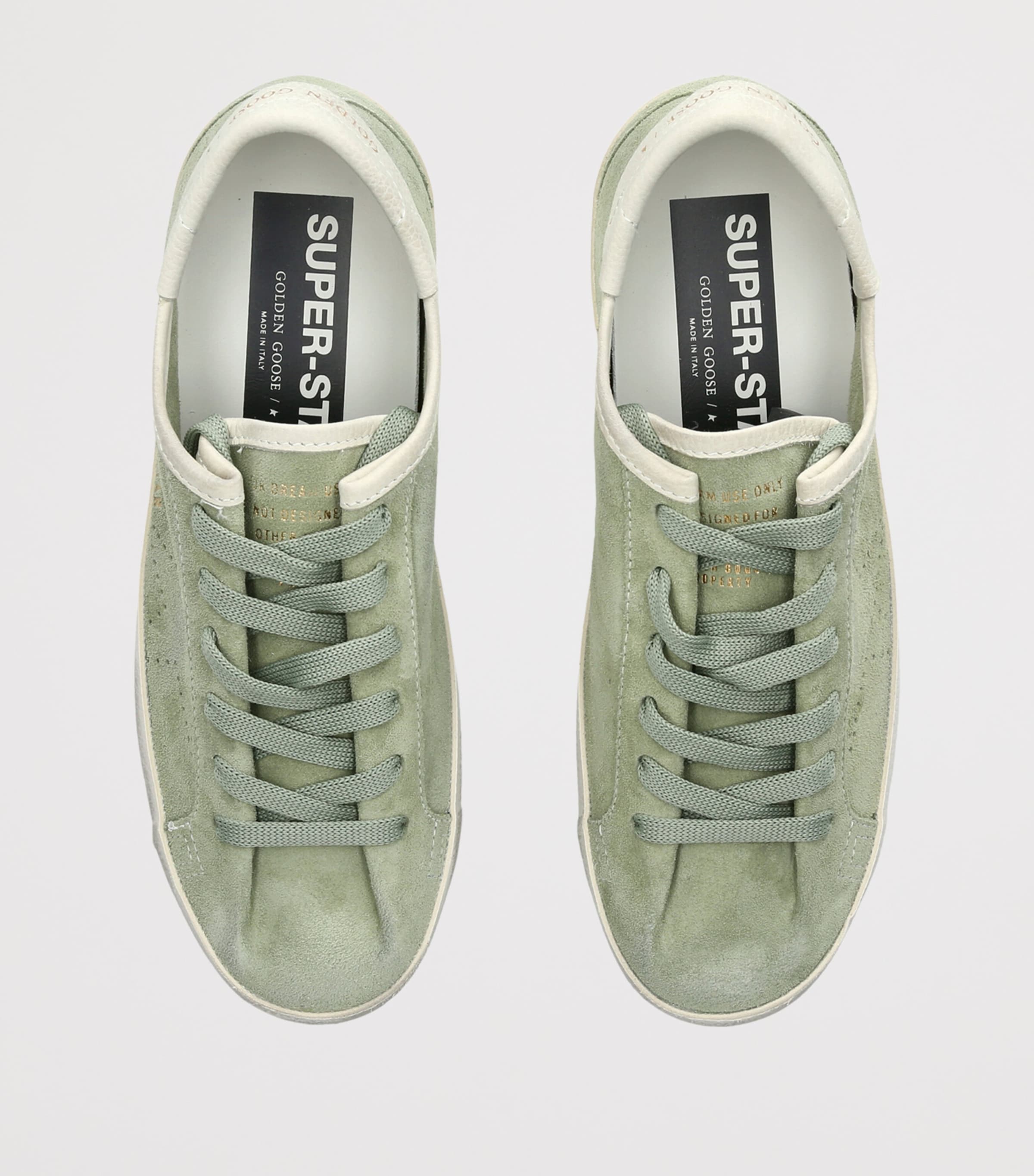Golden Goose Womens Suede Super Star Sneakers Pale Green Image 4