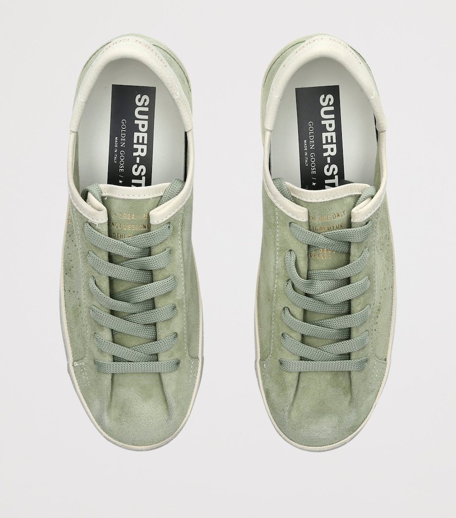 Golden Goose Womens Suede Super Star Sneakers Pale Green Image 4