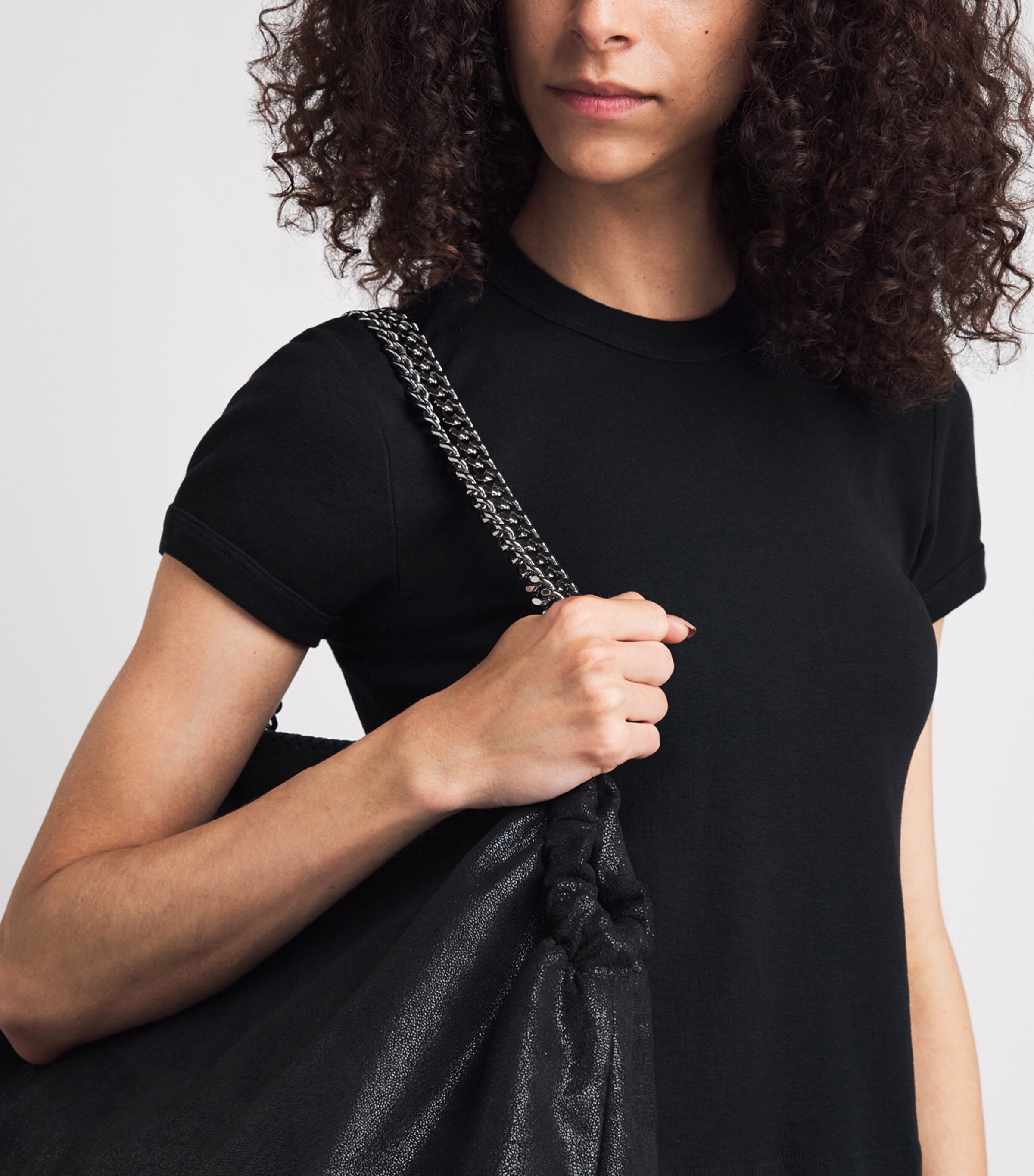MOTHER Womens Cotton Itty Bitty Ringer T-Shirt Black Blk Image 3