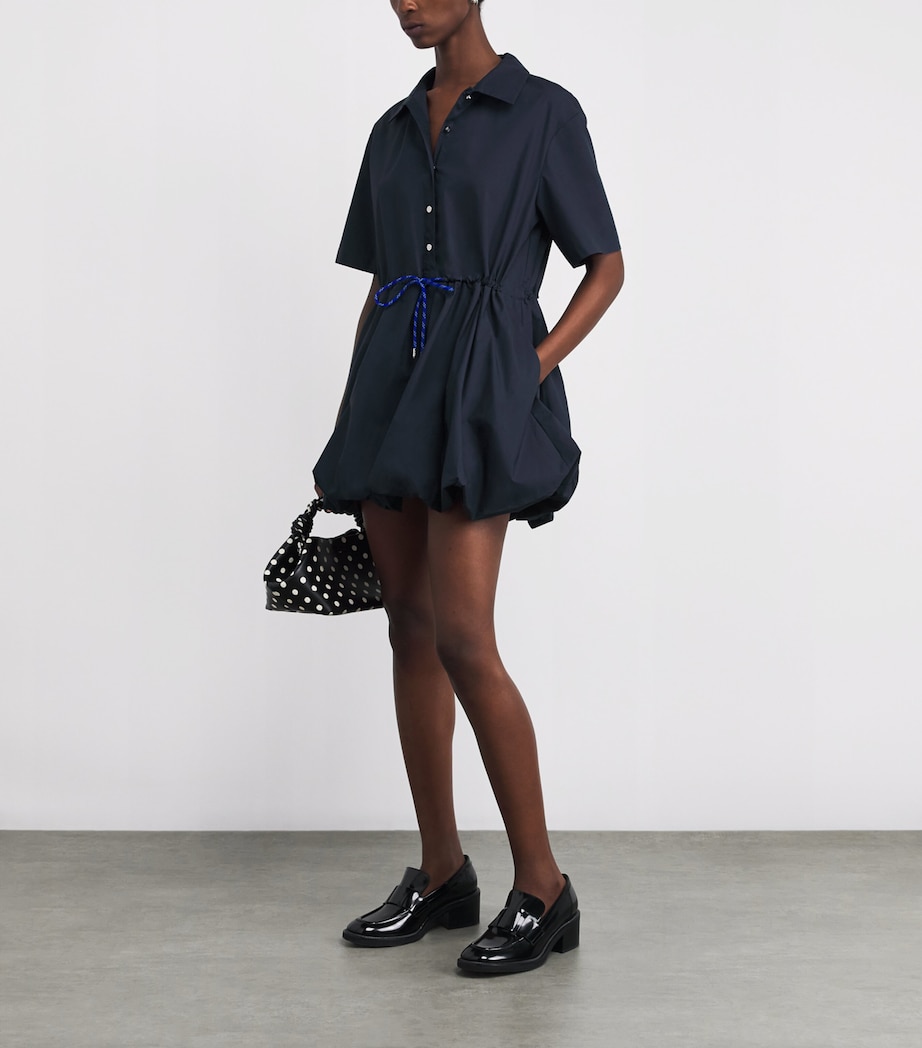 Cotton Bubble-Hem Mini Dress NAVY Image 2