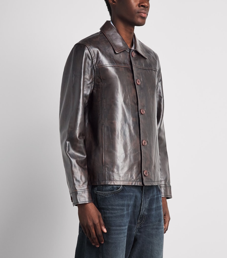Samsøe Samsøe Mens Leather Samilton B Jacket Washed Brown Image 4