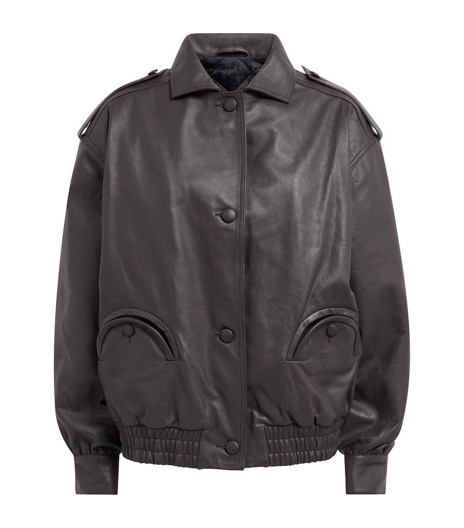 Blazé Milano Womens Leather Charlie Bomber Jacket Ebano Image 1
