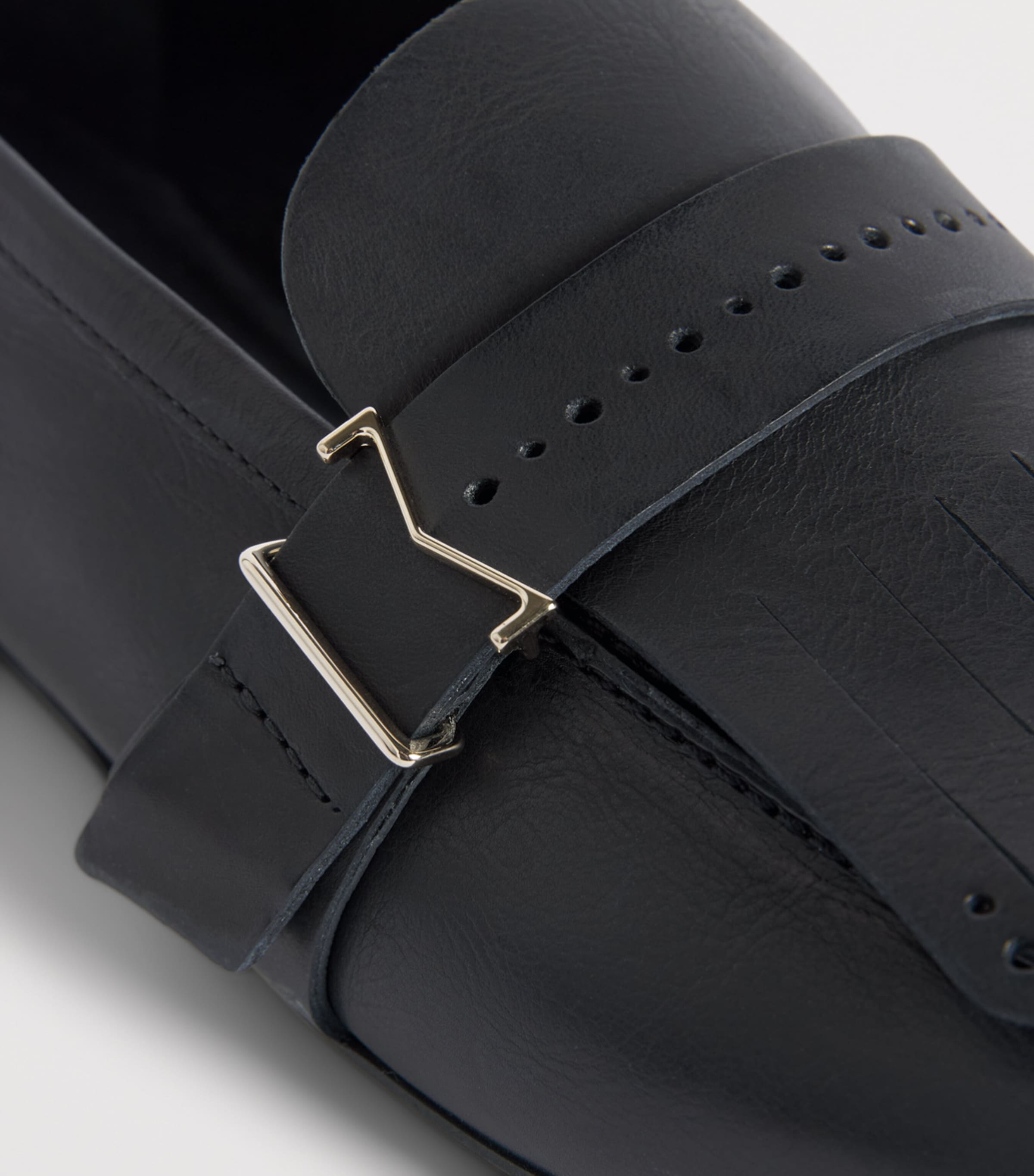 Max Mara Leather Fringe Loafers Black Image 7