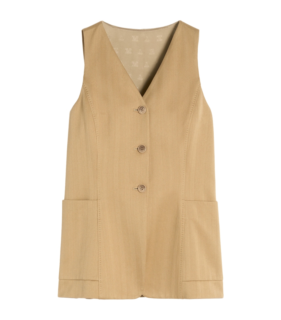 Max Mara Cotton Stripe Waistcoat Desert