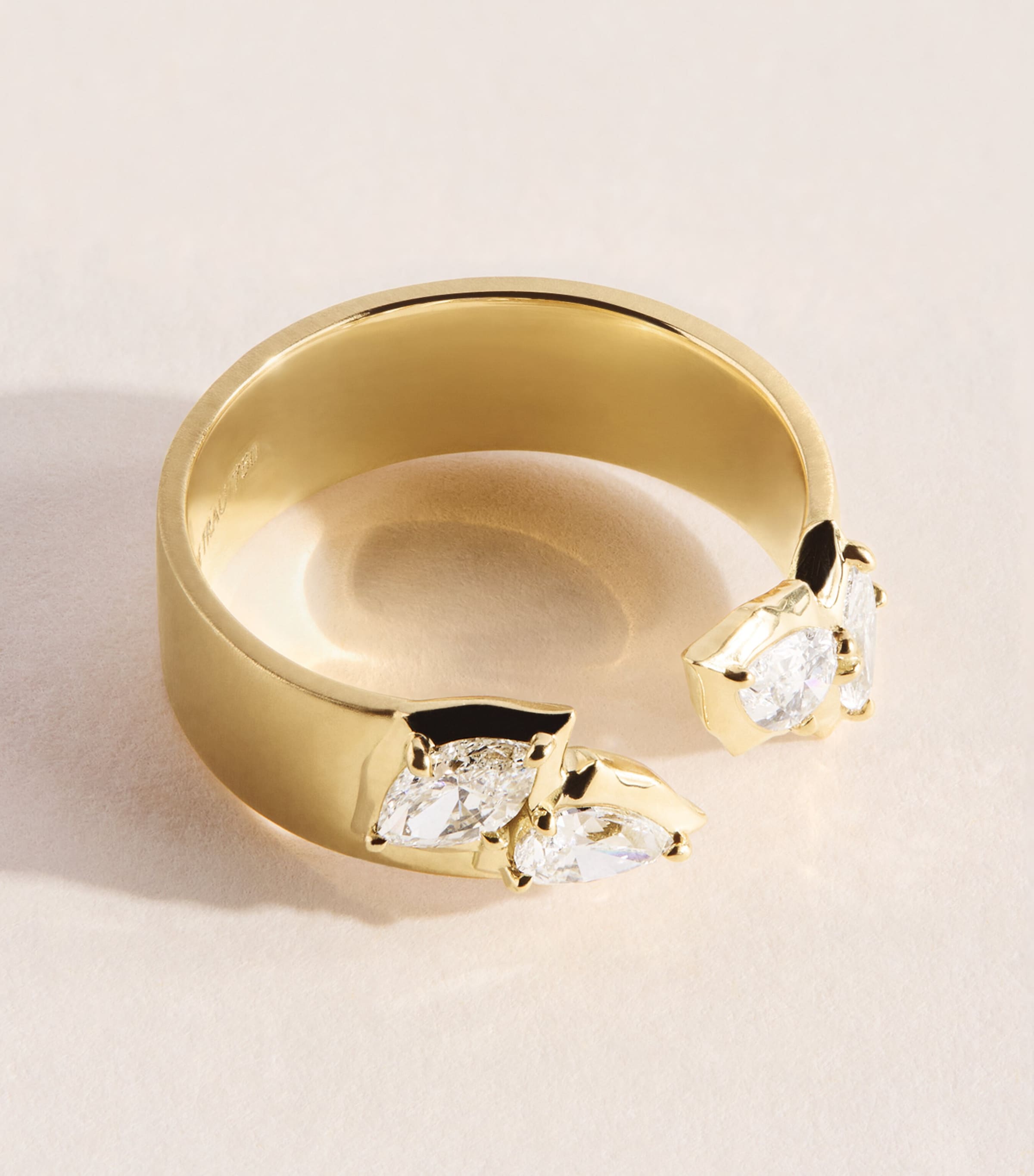 Jade Trau Yellow Gold and Diamond Poppy Open Band Ring Yellow Gold Image 3