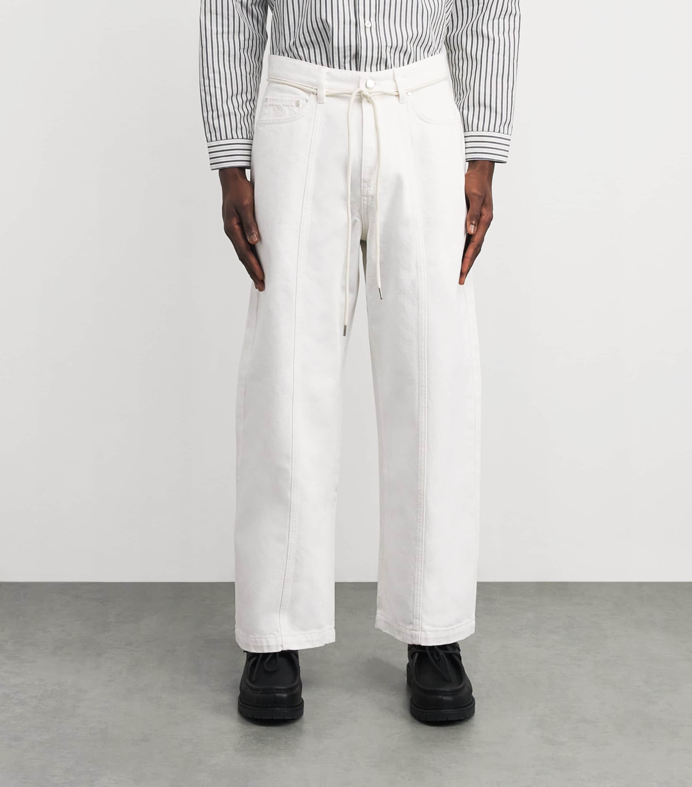 Wide-Leg Felled Jeans ECRU Image 3