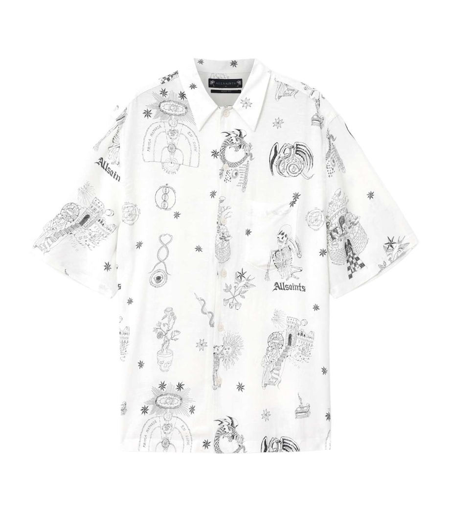 AllSaints Mens Printed Terra Shirt Ecru Image 1
