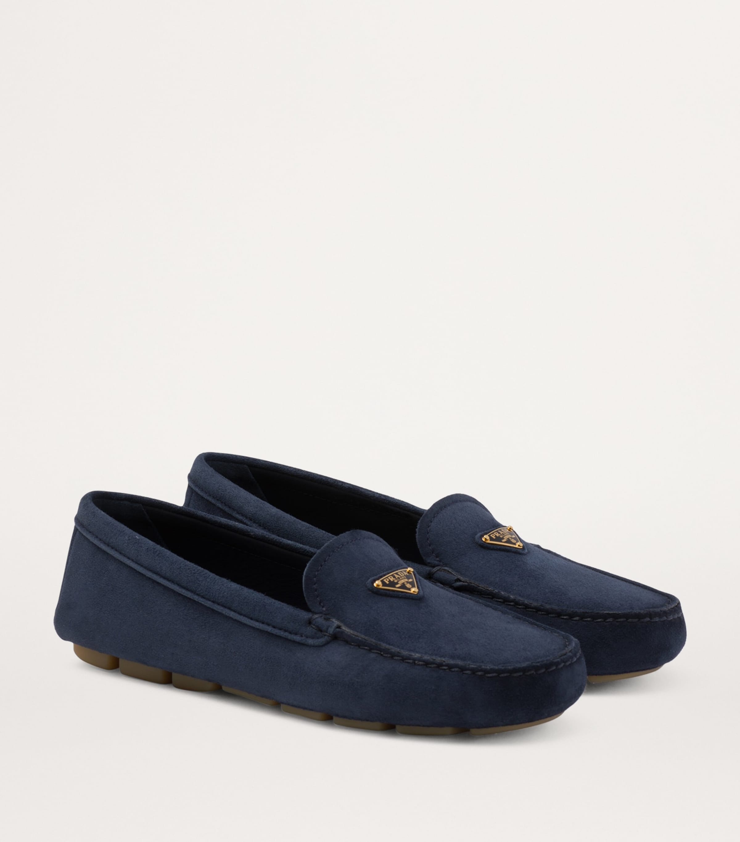 Prada Suede Triangle Driving Loafers Harrods UK