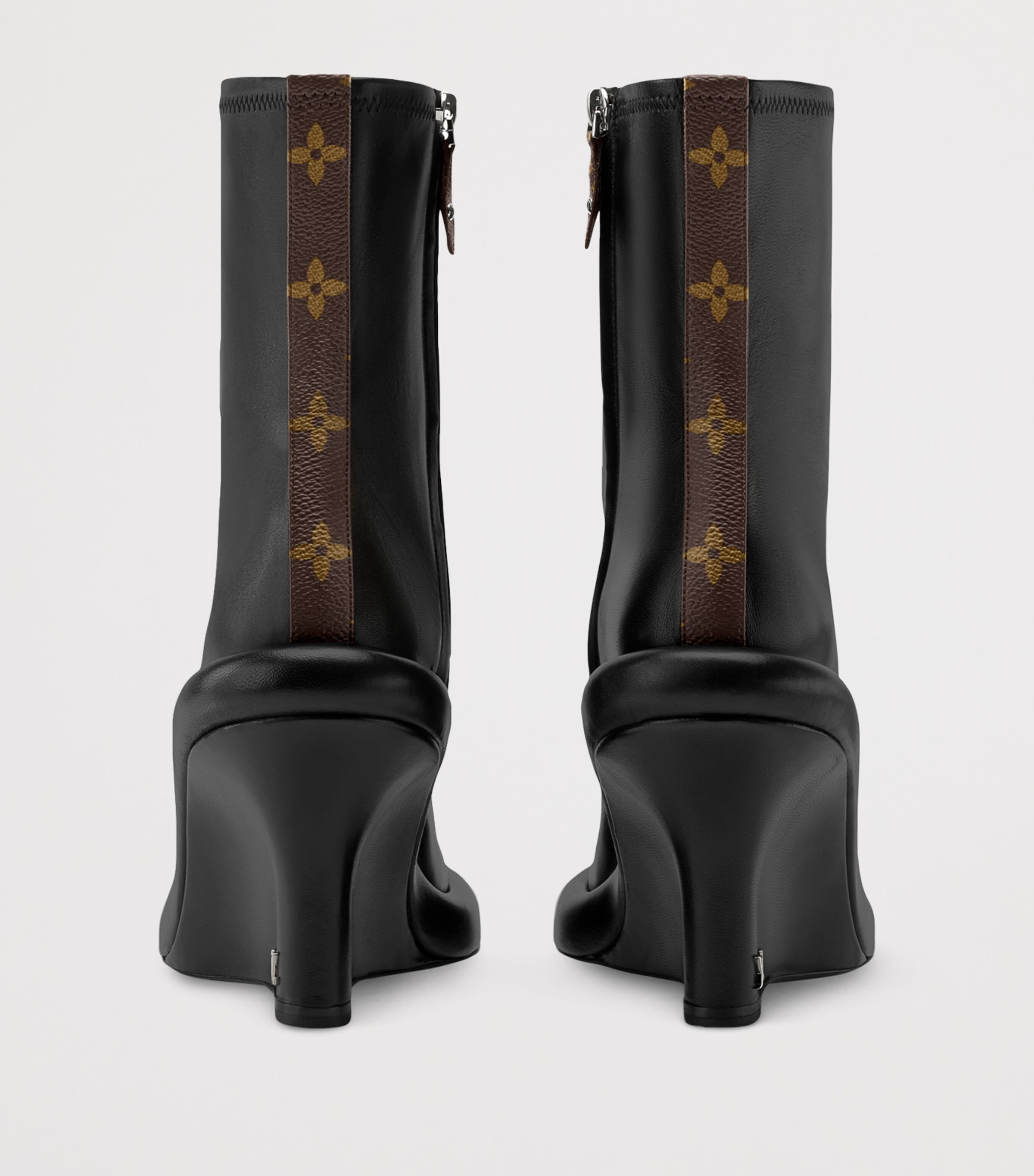 Lambskin Lounge Wedge Ankle Boots 90 BLACK Image 3