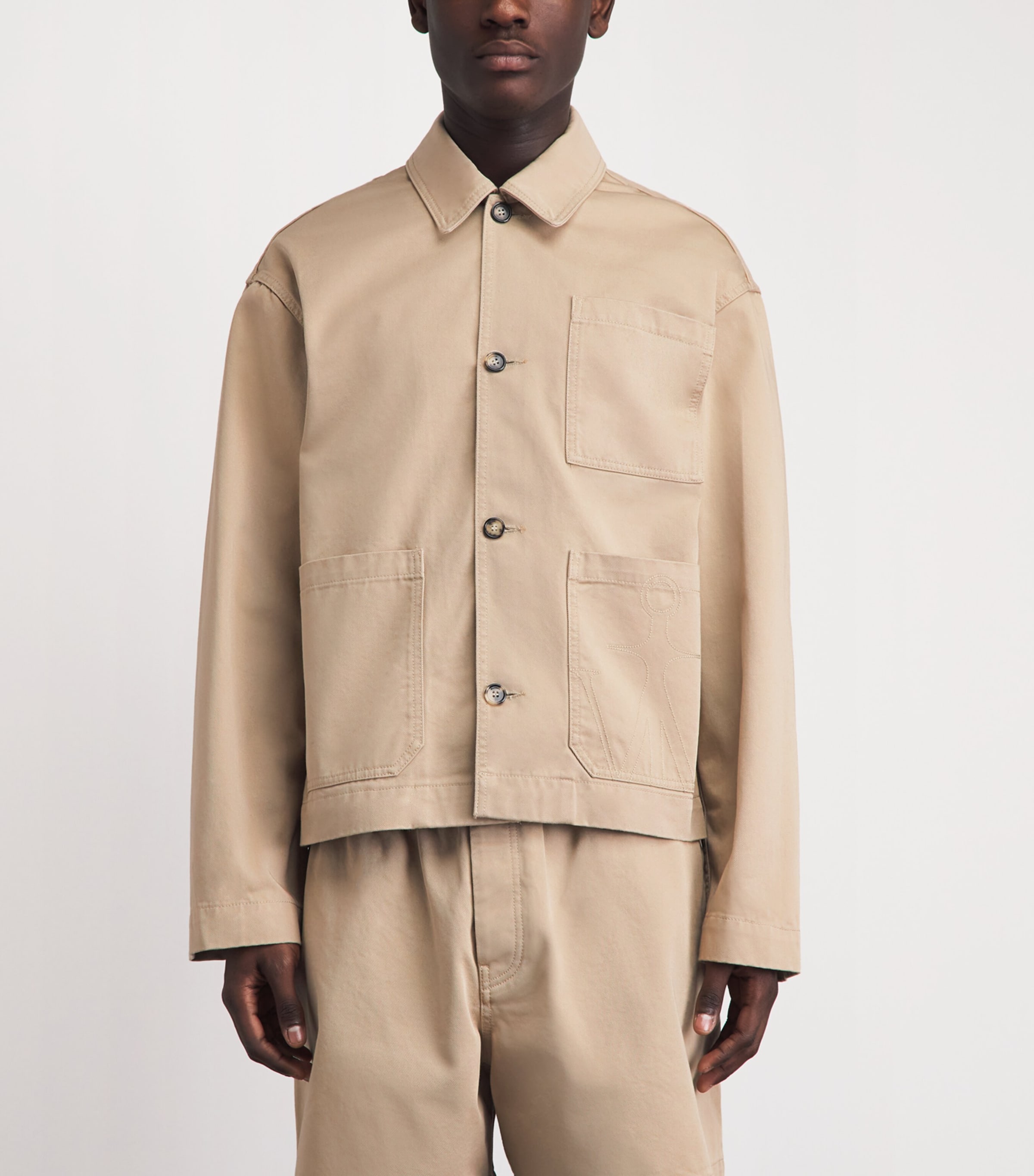 JW Anderson Mens Cotton Pocket-Detail Jacket Washed Green Image 4