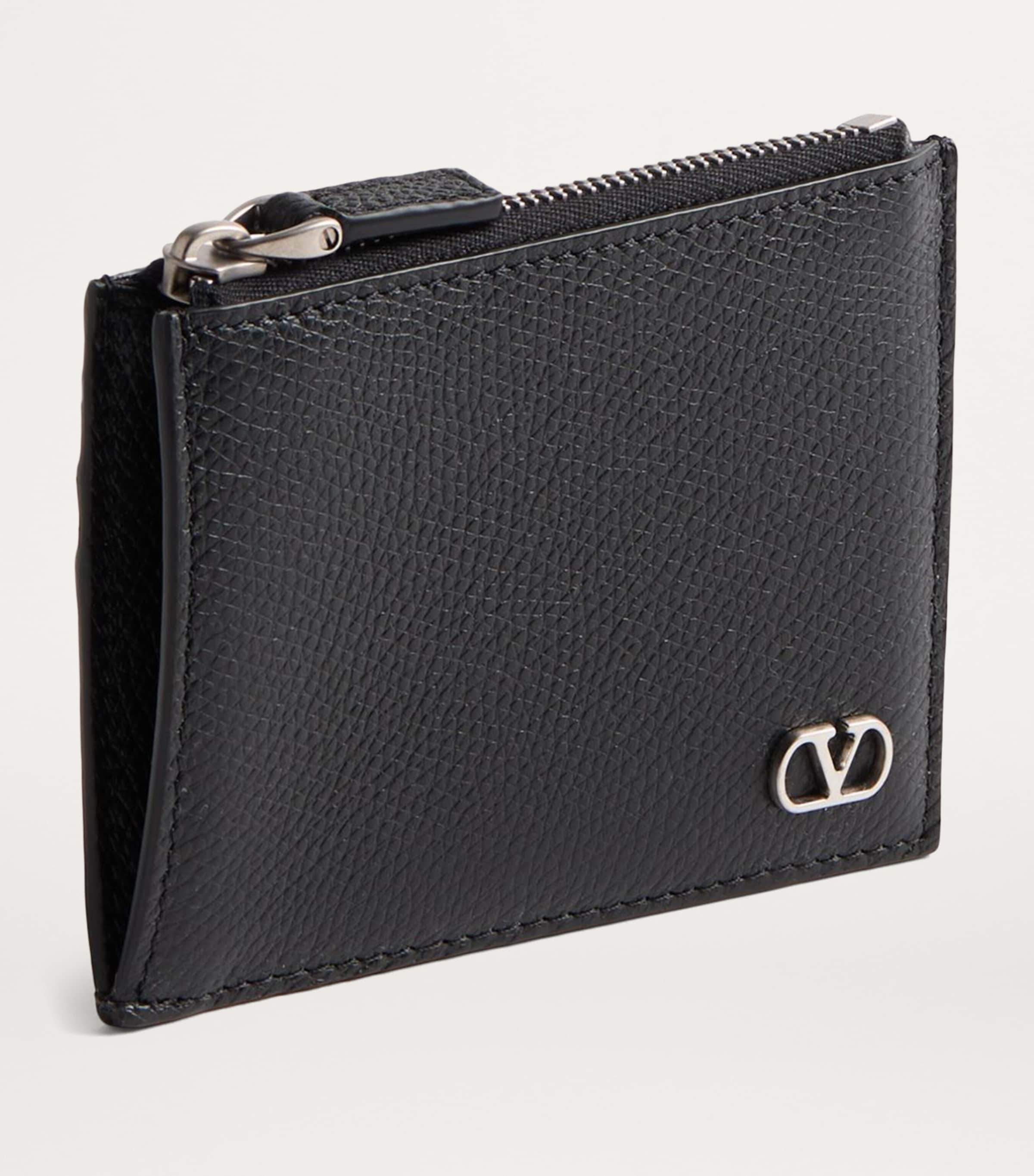 Leather VLogo Coin and Card Holder 0NO Image 2