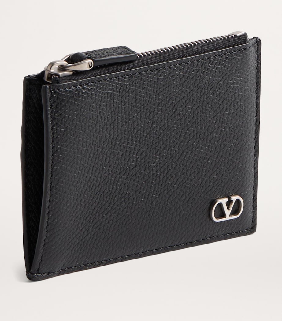 Leather VLogo Coin and Card Holder 0NO Image 2