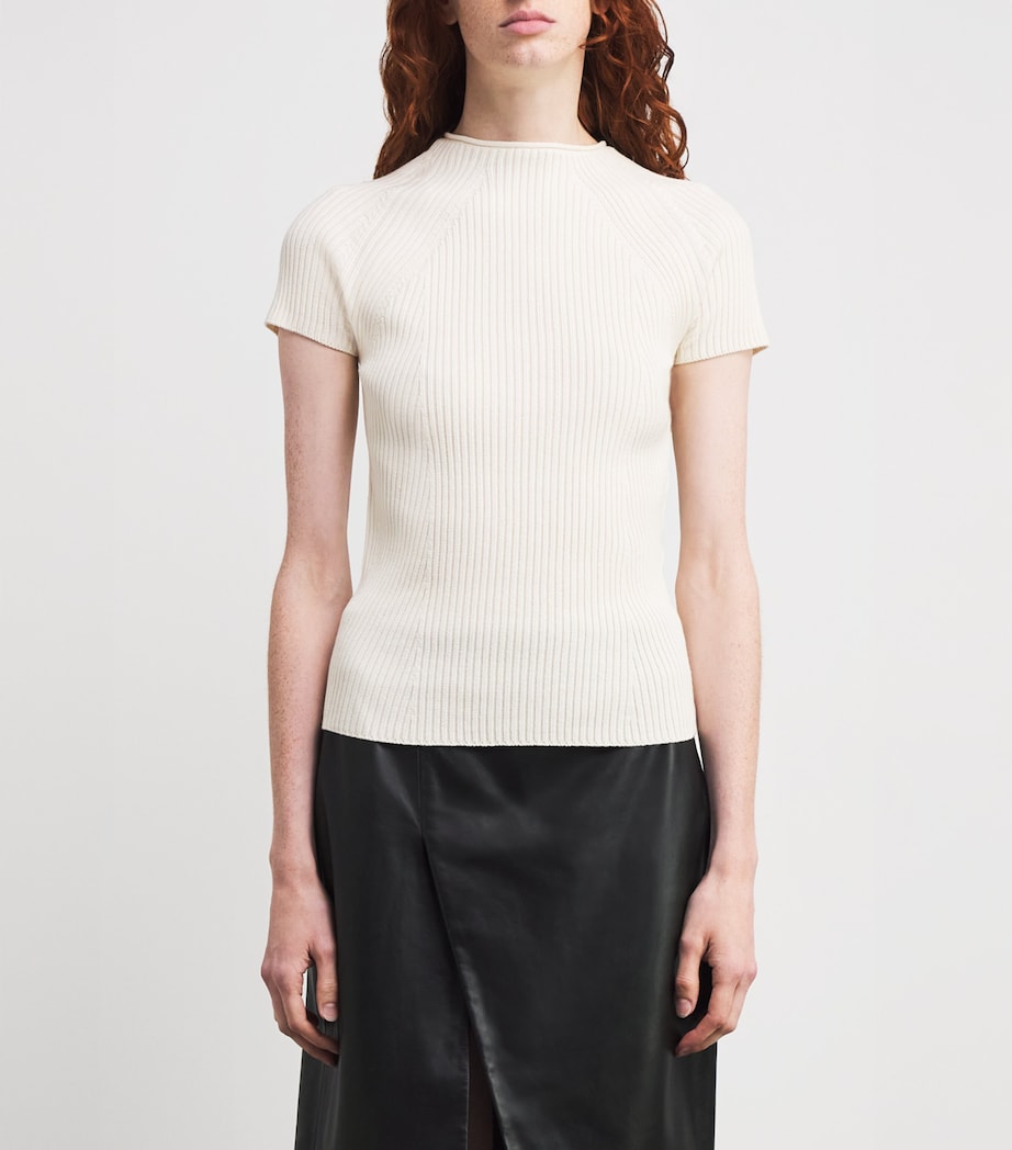 Ribbed Short-Sleeve Sweater MILK Image 3