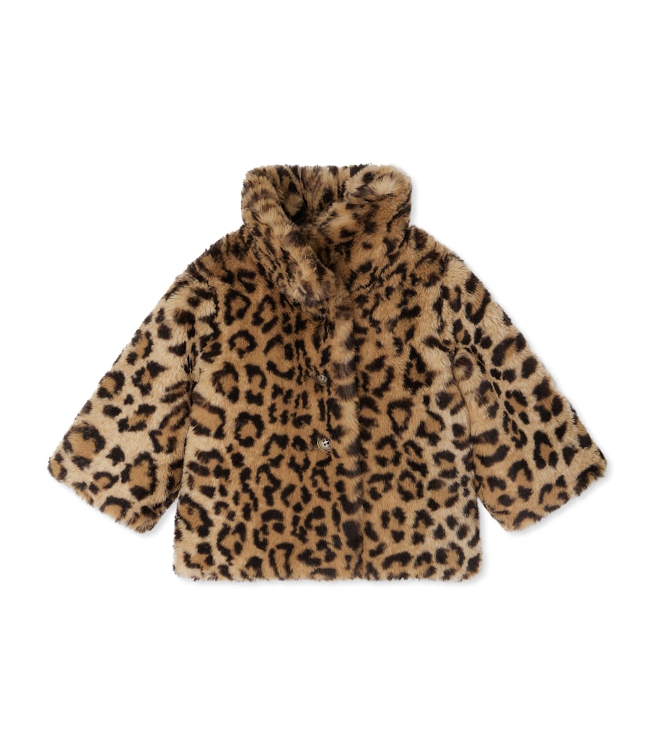 Faux Fur Leopard Coat (6-18 Months) CARAMEL Image 1