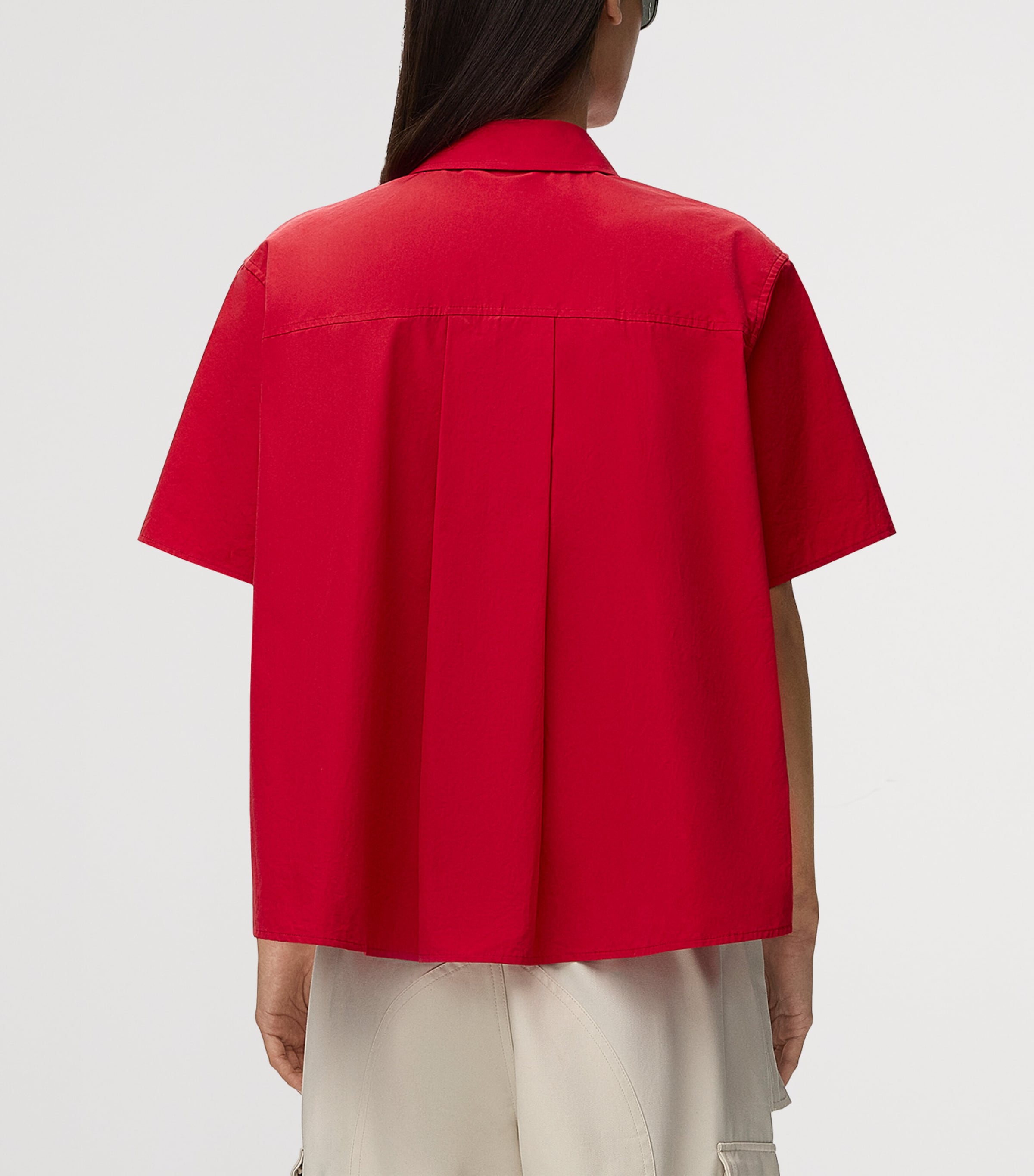 LOEWE Womens Cotton-Blend Trapeze Shirt Red Image 4