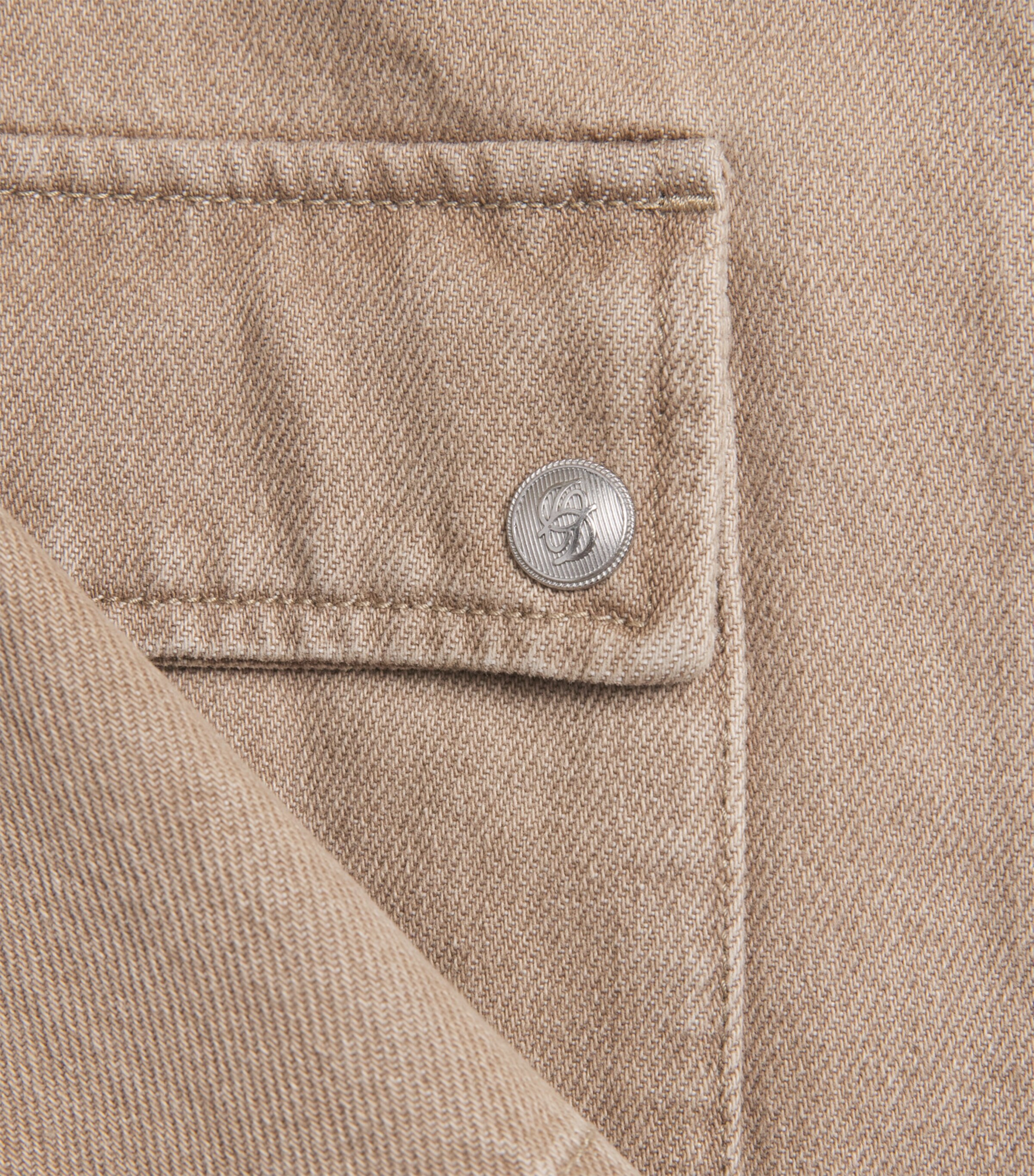 Drôle de Monsieur Mens Cord-Collar Denim Jacket Kaki Image 6