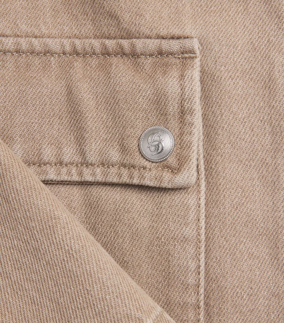 Drôle de Monsieur Mens Cord-Collar Denim Jacket Kaki Image 6