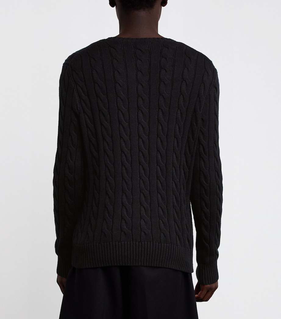 Polo Ralph Lauren Mens Cotton Cable-Knit Sweater Black Image 4