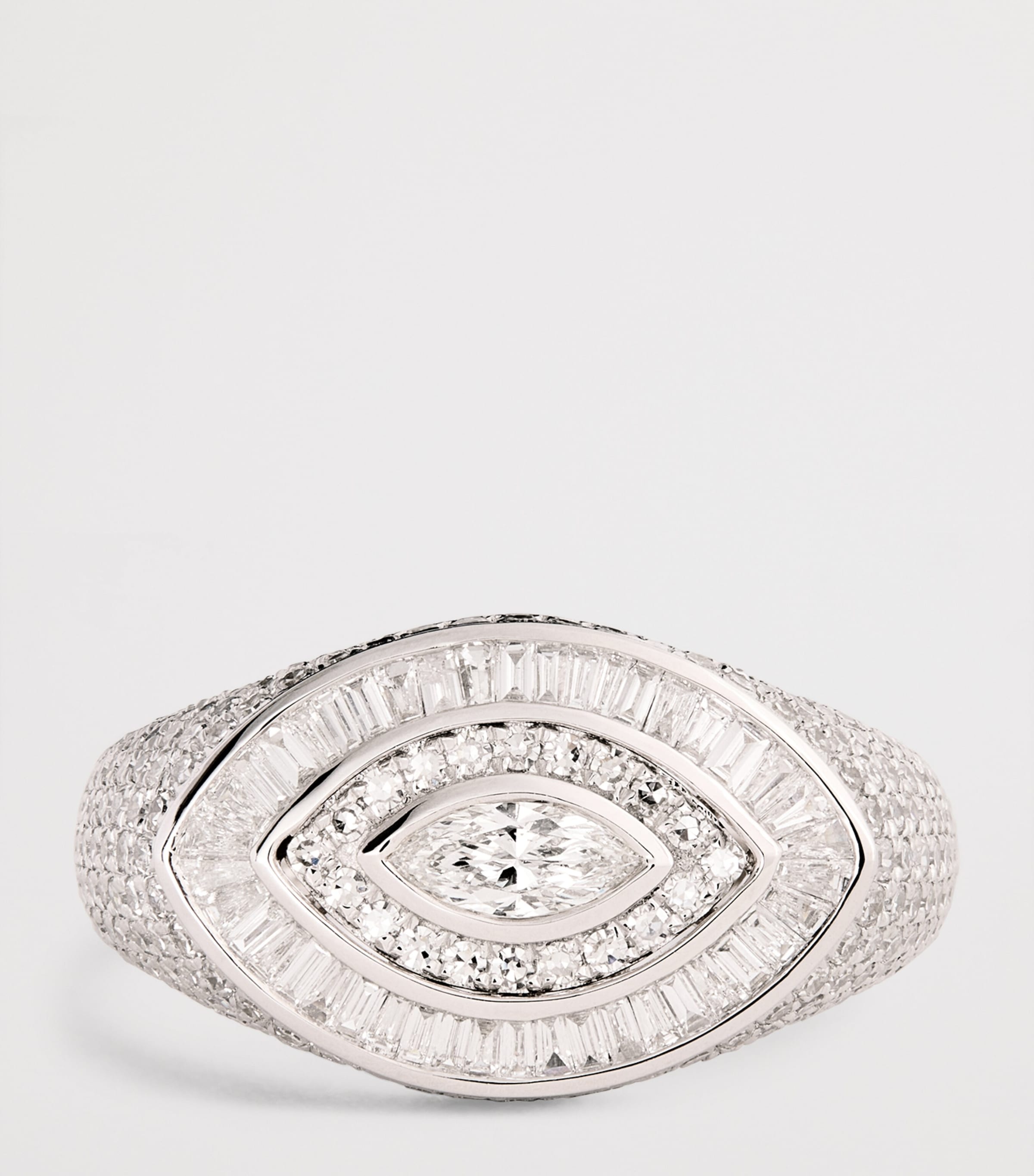 White Gold and Diamond Evil Eye Ring WHITE GOLD Image 4