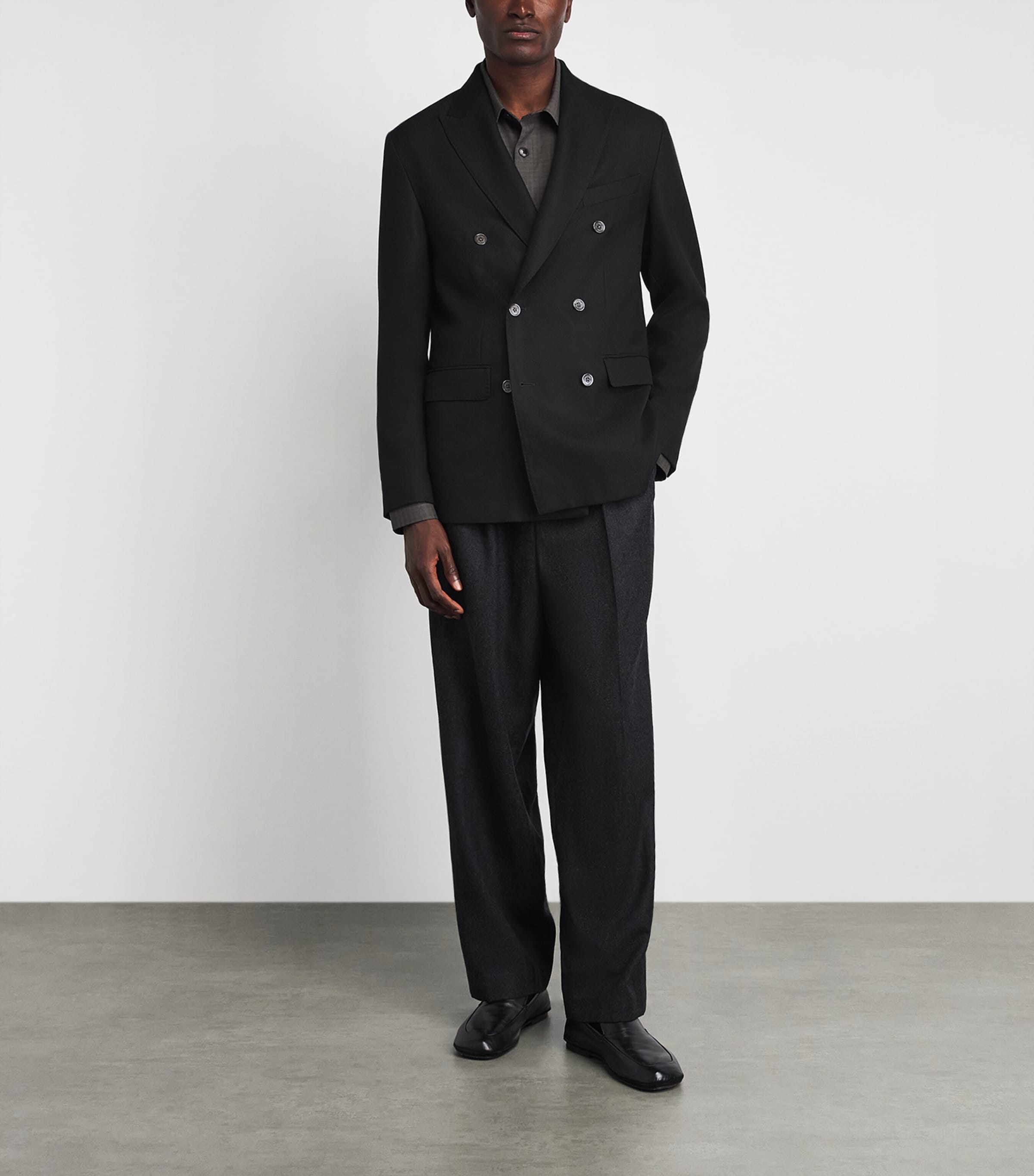 Eton Mens Wool Double-Breasted Blazer Black Image 2