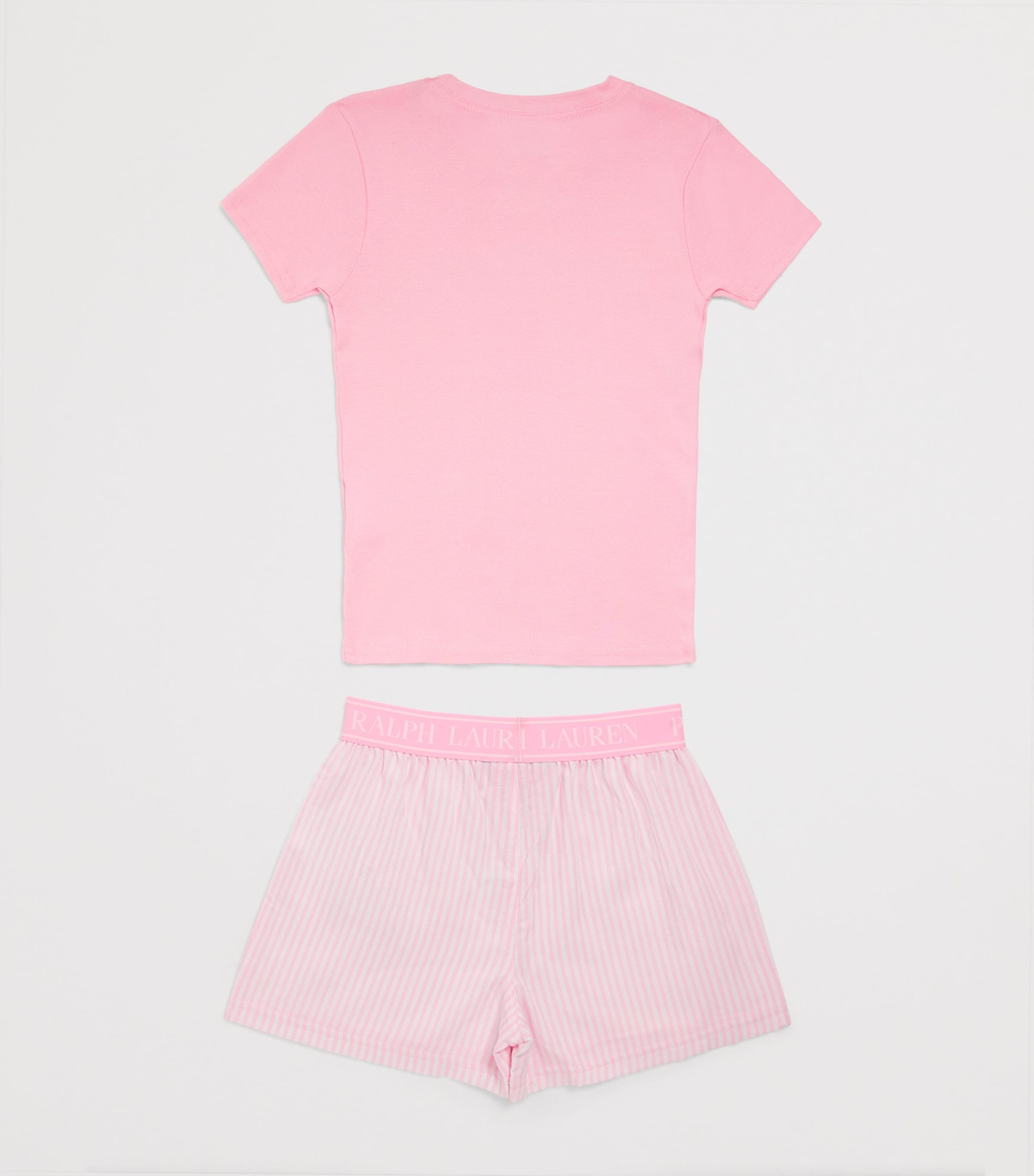 Polo Pony T-Shirt and Shorts Pyjama Set (7-12 Years) W2QWHITE/CARMEL PINK Image 2